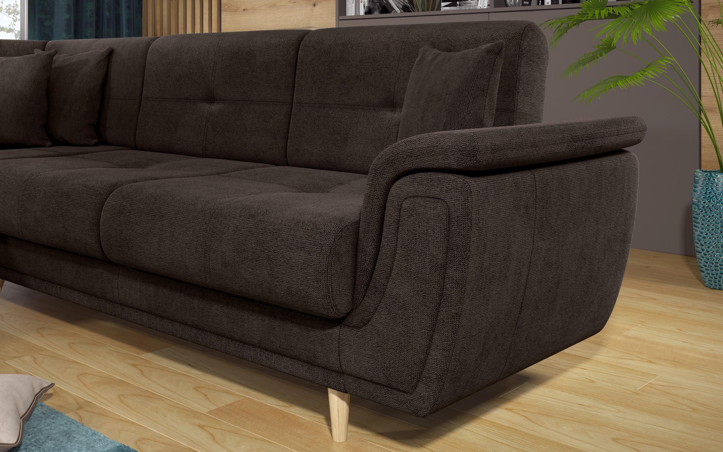 Γωνιακός καναπές Princes Premium με μηχανισμός κλικ κλακ, σκούρο καφέ  6