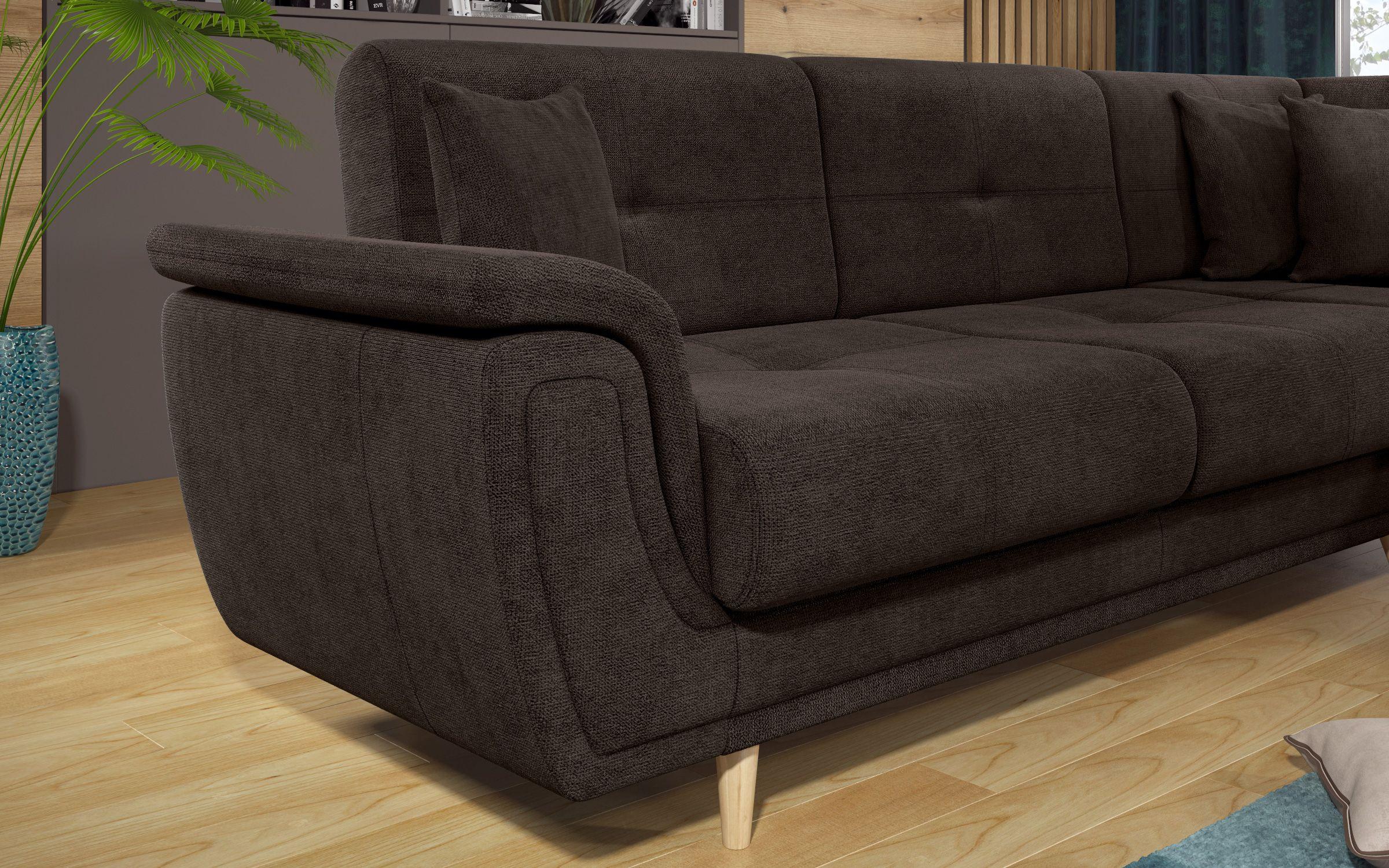 Γωνιακός καναπές Princes Premium  με μηχανισμός κλικ κλακ, σκούρο καφέ  6