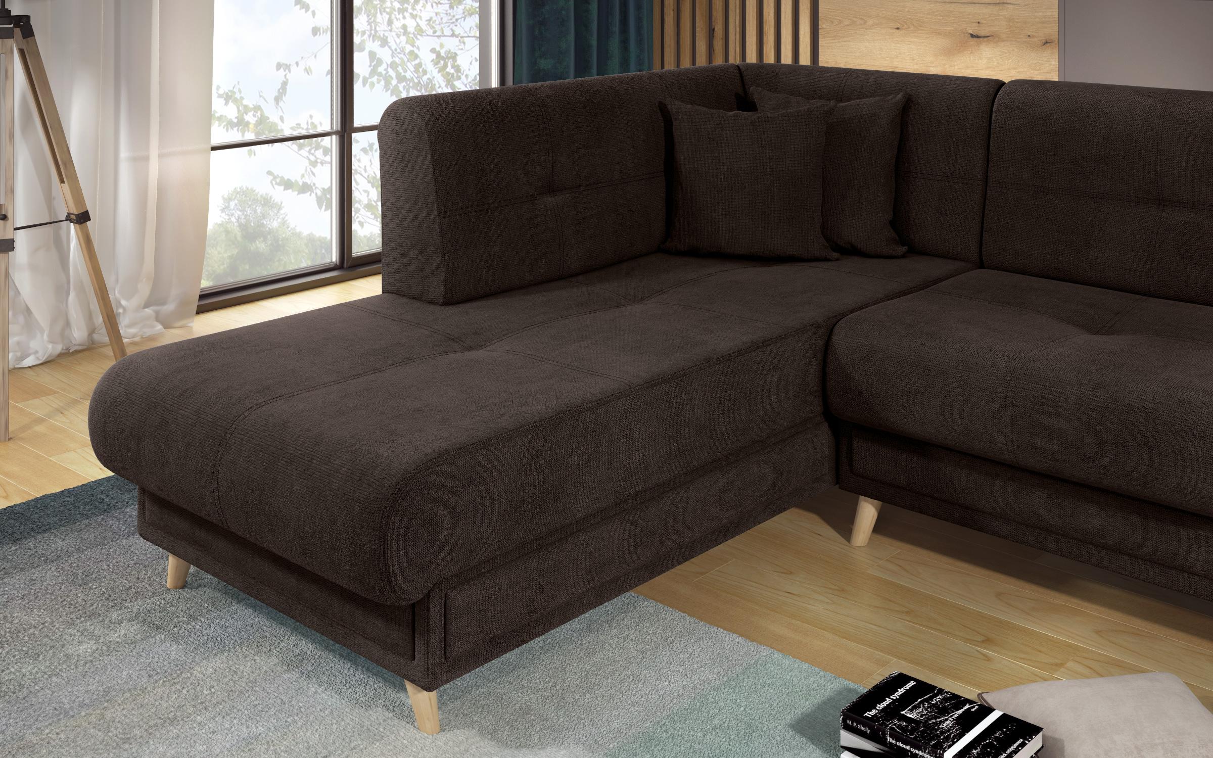 Γωνιακός καναπές Princes Premium με μηχανισμός κλικ κλακ, σκούρο καφέ  7