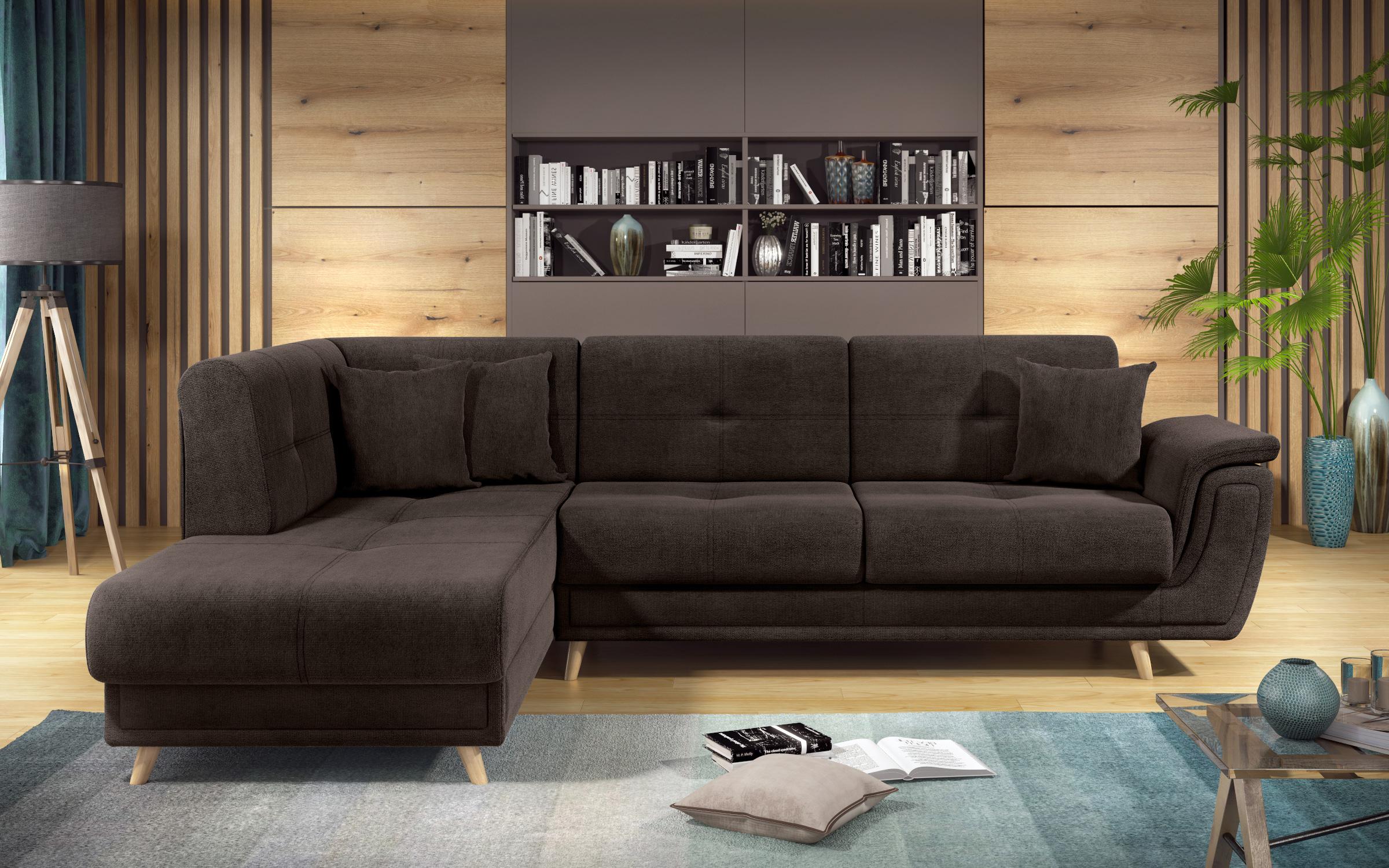 Γωνιακός καναπές Princes Premium με μηχανισμός κλικ κλακ, σκούρο καφέ  3