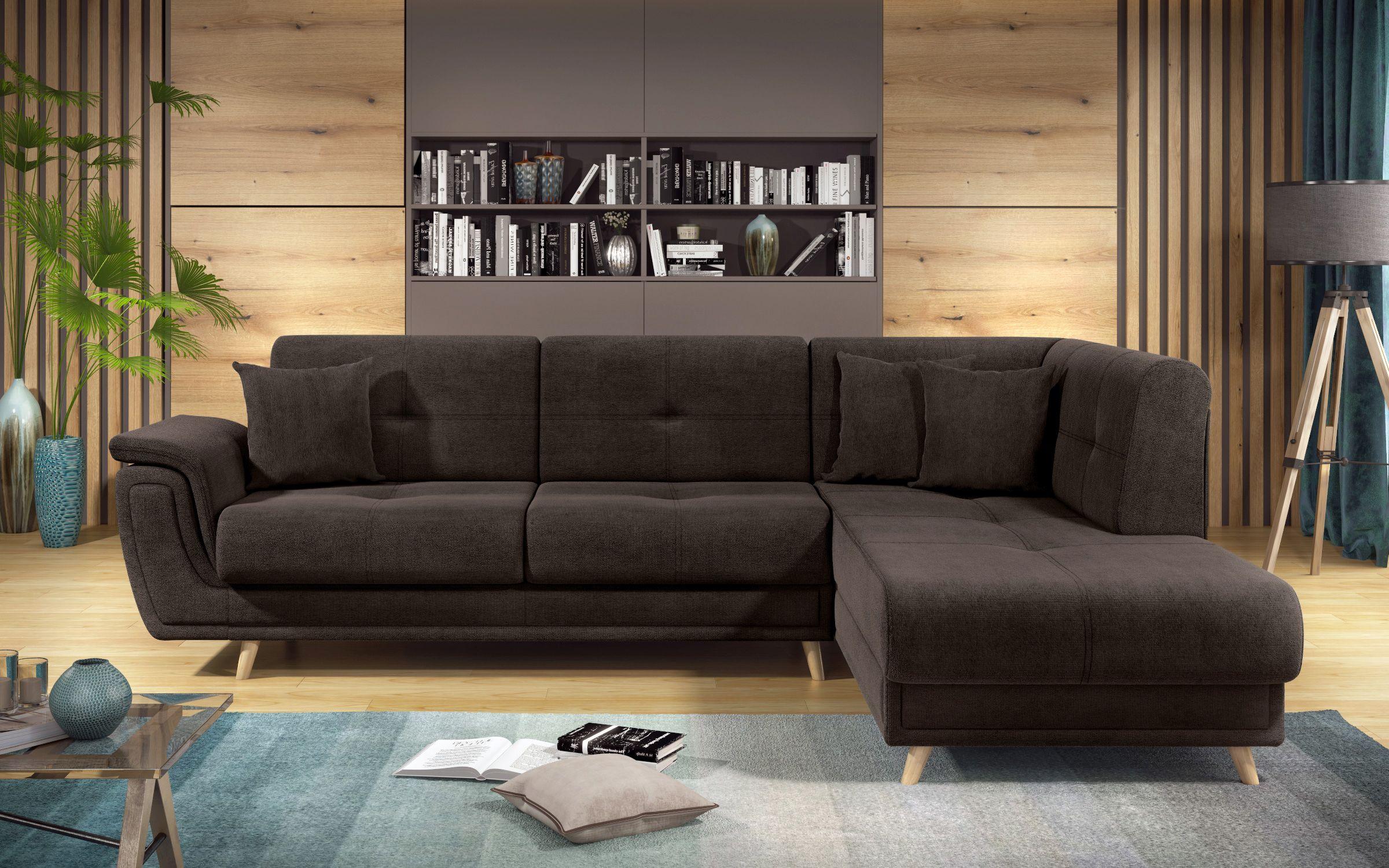 Γωνιακός καναπές Princes Premium  με μηχανισμός κλικ κλακ, σκούρο καφέ  3
