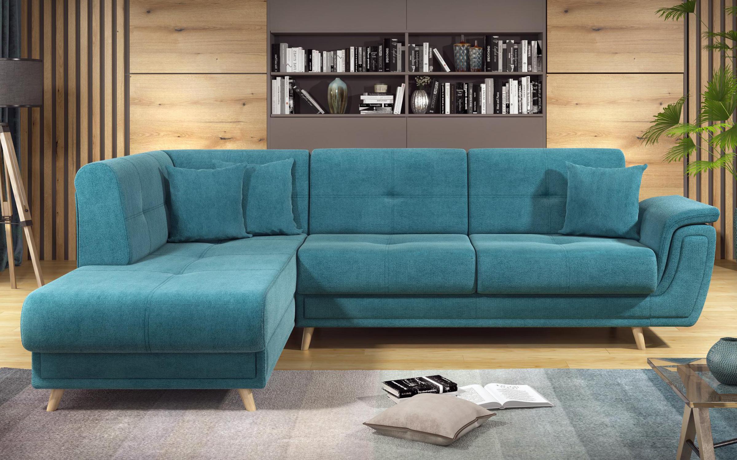 Γωνιακός καναπές Princes Premium με μηχανισμός κλικ κλακ, μπλε  1