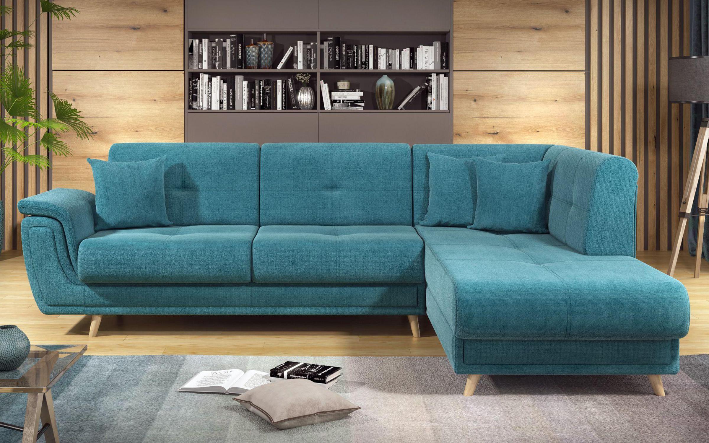 Γωνιακός καναπές Princes Premium με μηχανισμός κλικ κλακ, μπλε  1