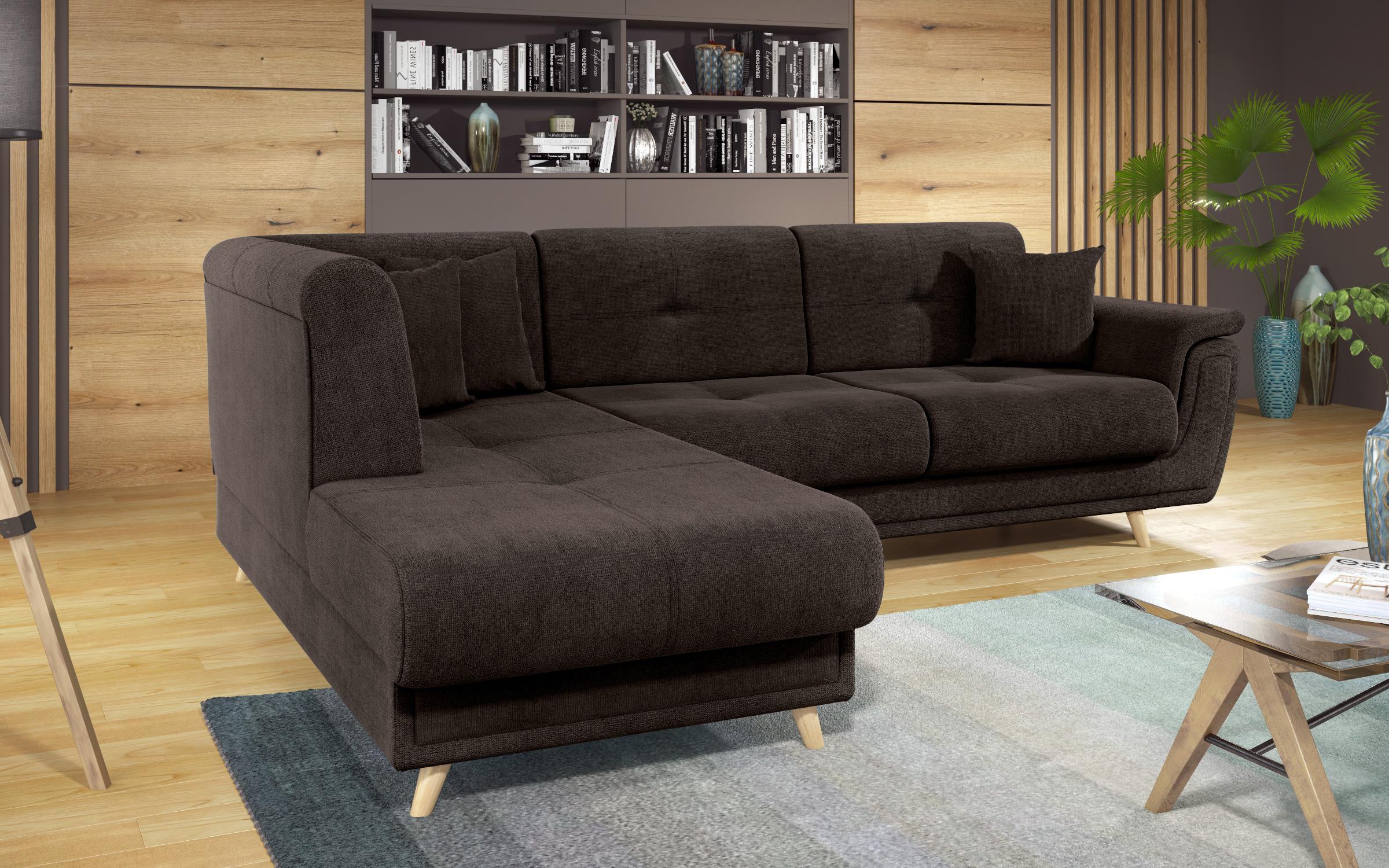 Γωνιακός καναπές Princes Premium με μηχανισμός κλικ κλακ, σκούρο καφέ  8