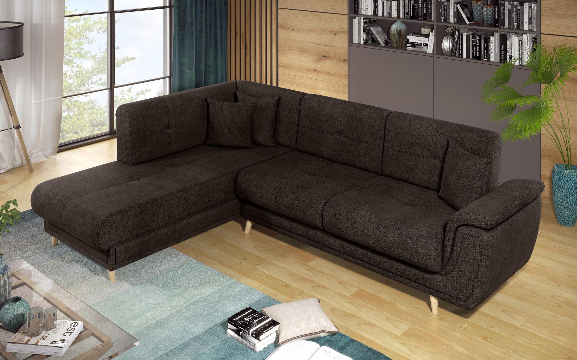 Γωνιακός καναπές Princes Premium με μηχανισμός κλικ κλακ, σκούρο καφέ  4