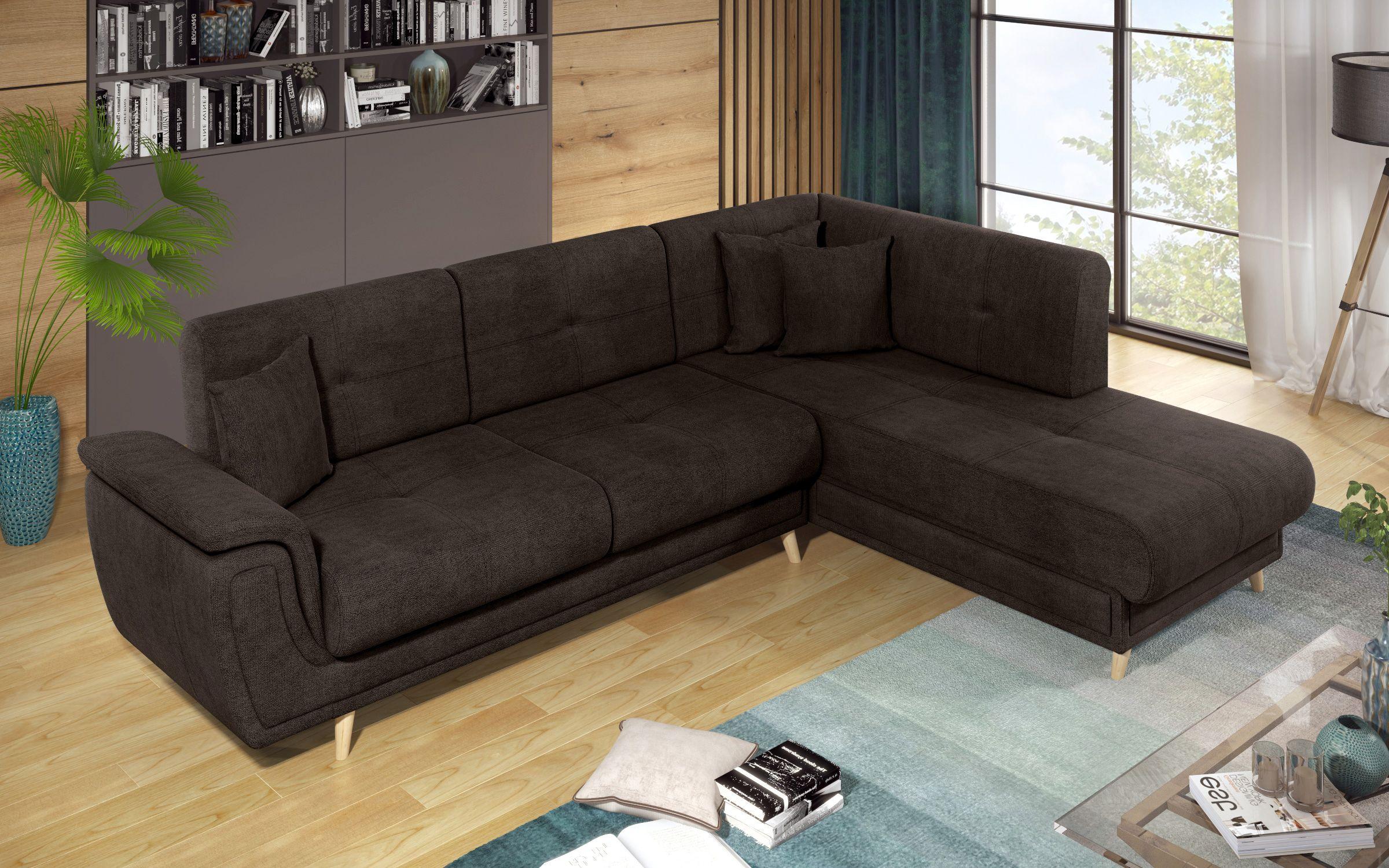 Γωνιακός καναπές Princes Premium  με μηχανισμός κλικ κλακ, σκούρο καφέ  12
