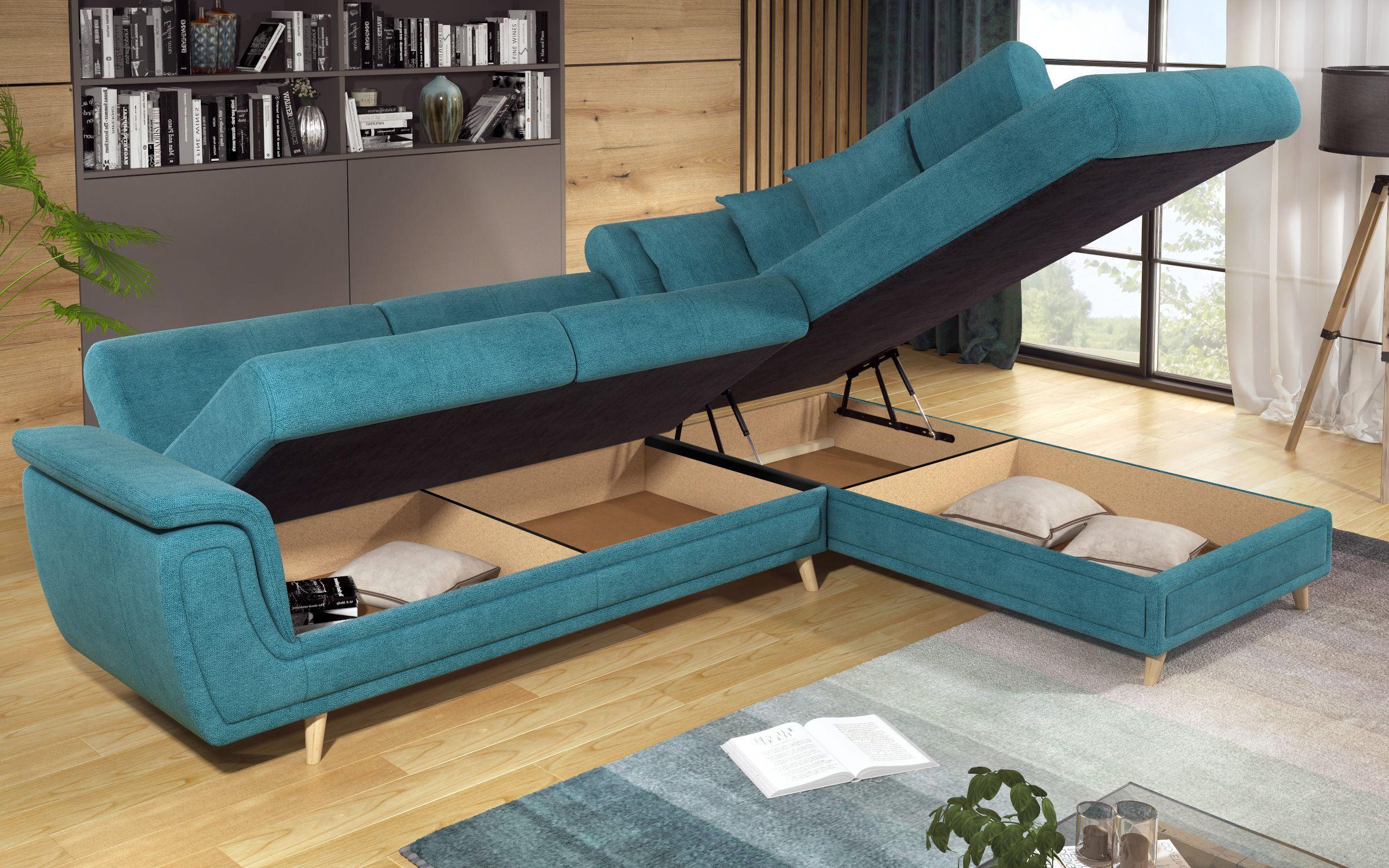 Γωνιακός καναπές Princes Premium με μηχανισμός κλικ κλακ, μπλε  9