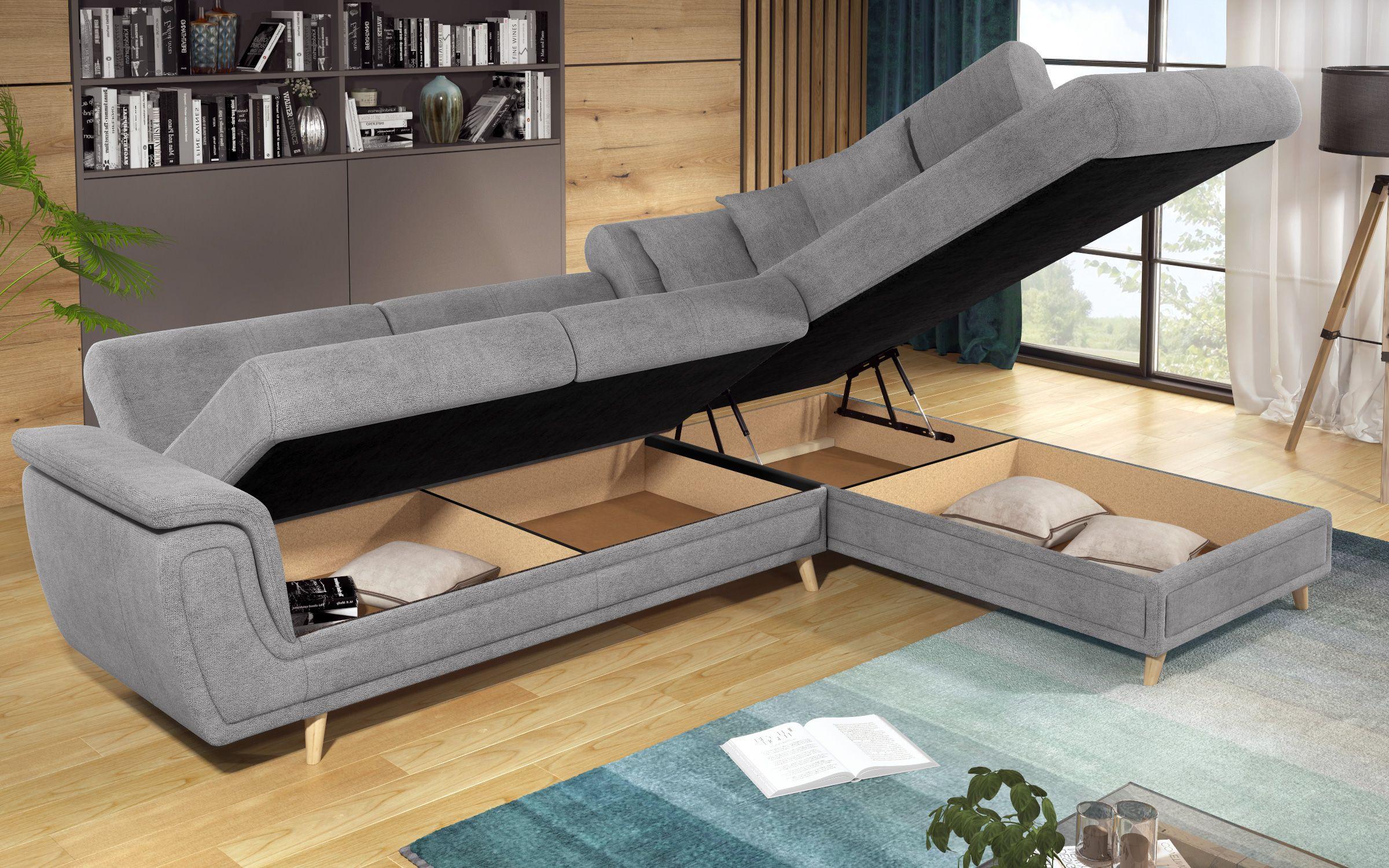 Γωνιακός καναπές Princes Premium με μηχανισμός κλικ κλακ, ανοιχτό γκρι  9