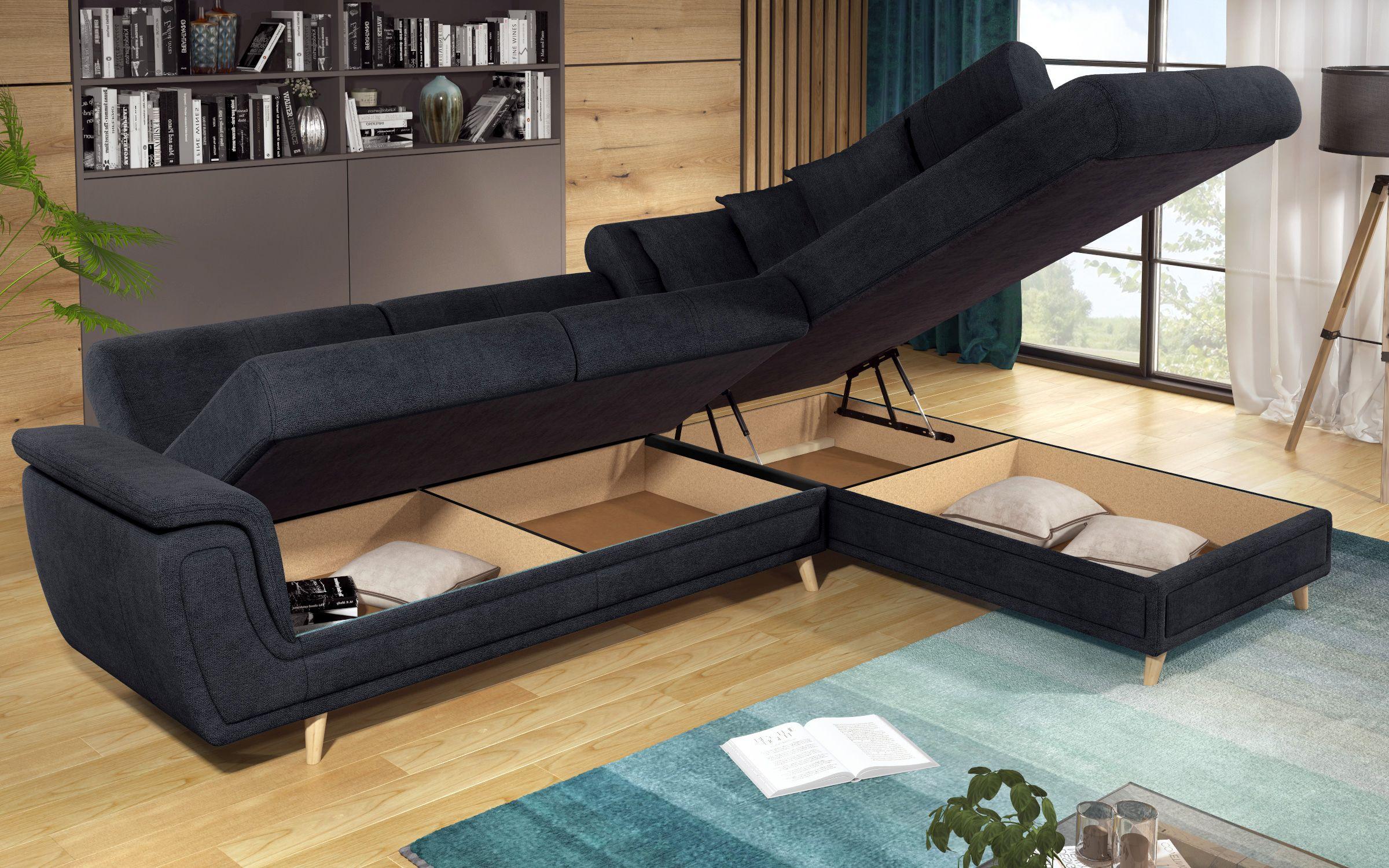 Γωνιακός καναπές Princes Premium με μηχανισμός κλικ κλακ, ανθρακί  9