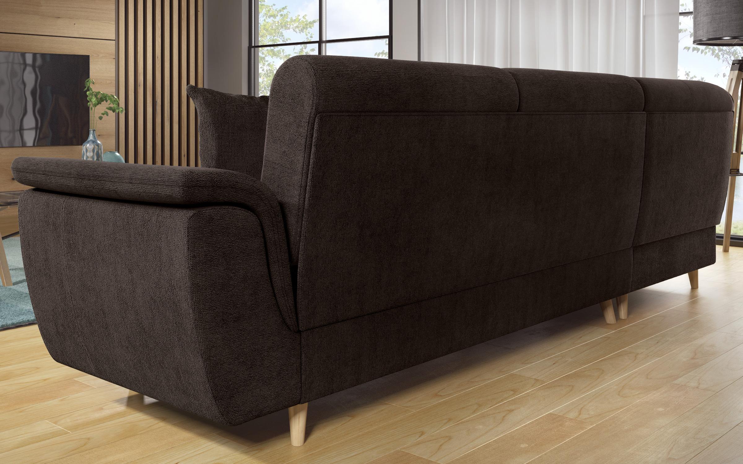 Γωνιακός καναπές Princes Premium με μηχανισμός κλικ κλακ, σκούρο καφέ  10