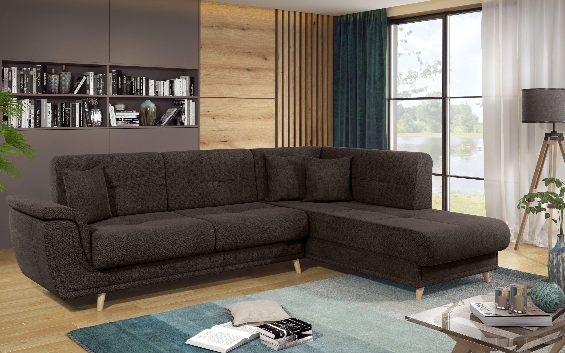 Γωνιακός καναπές Princes Premium  με μηχανισμός κλικ κλακ, σκούρο καφέ  4
