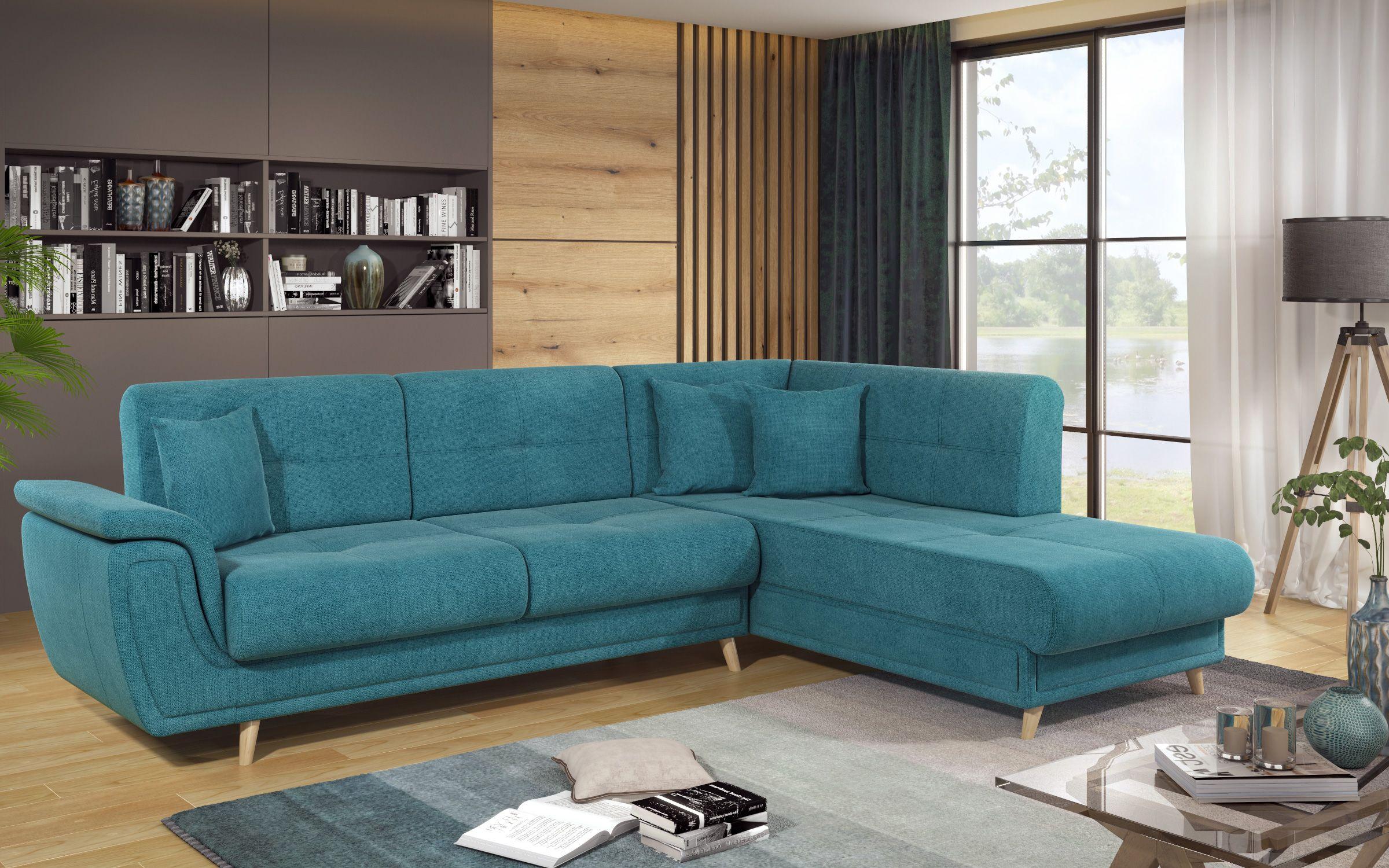 Γωνιακός καναπές Princes Premium με μηχανισμός κλικ κλακ, μπλε  12