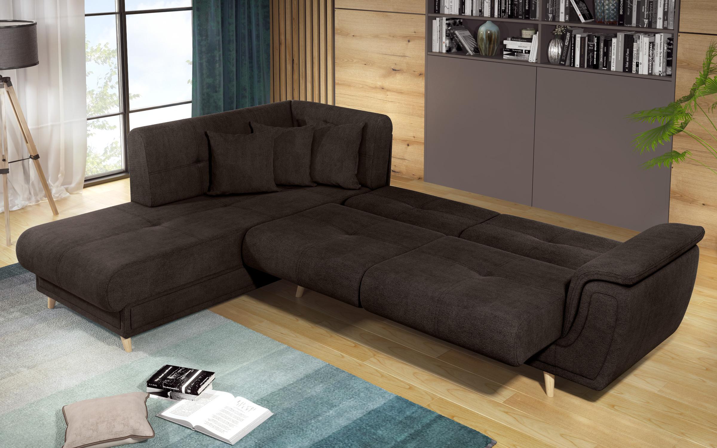 Γωνιακός καναπές Princes Premium με μηχανισμός κλικ κλακ, σκούρο καφέ  11