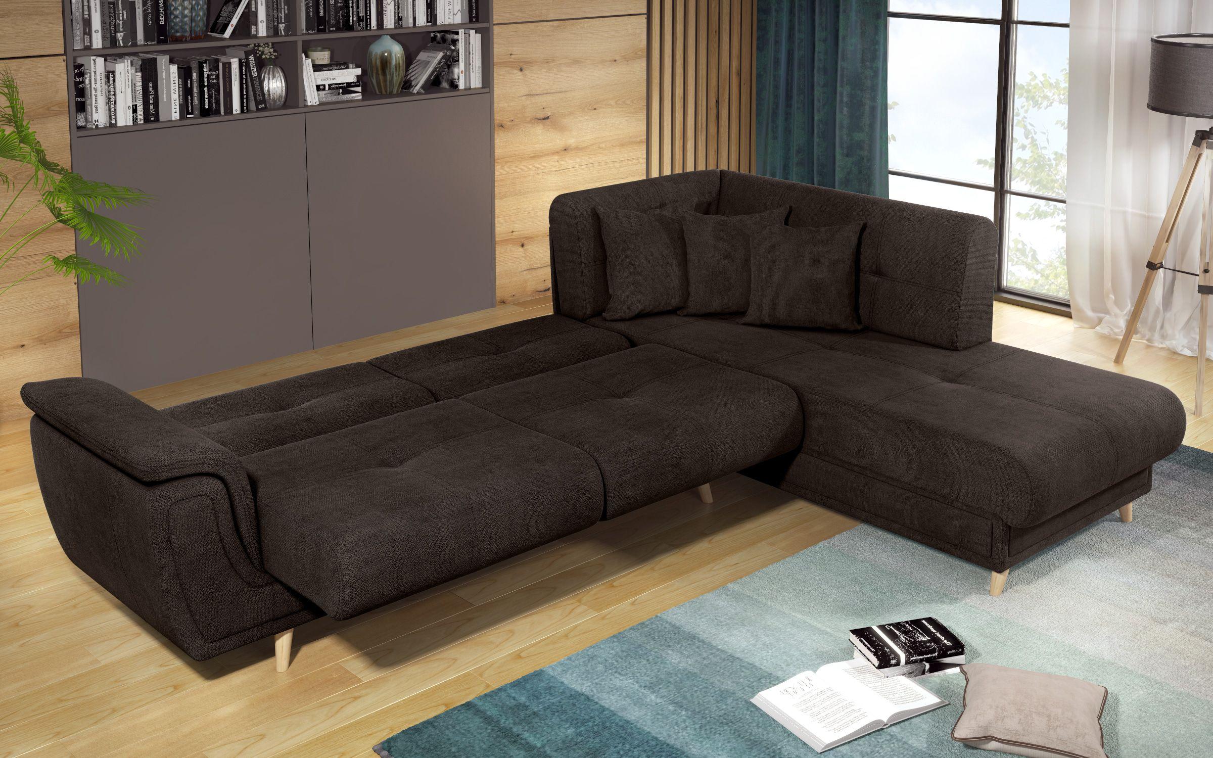 Γωνιακός καναπές Princes Premium  με μηχανισμός κλικ κλακ, σκούρο καφέ  11