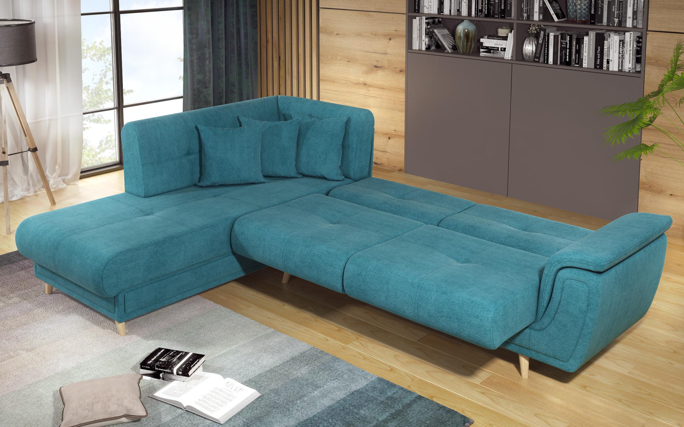 Γωνιακός καναπές Princes Premium με μηχανισμός κλικ κλακ, μπλε  11