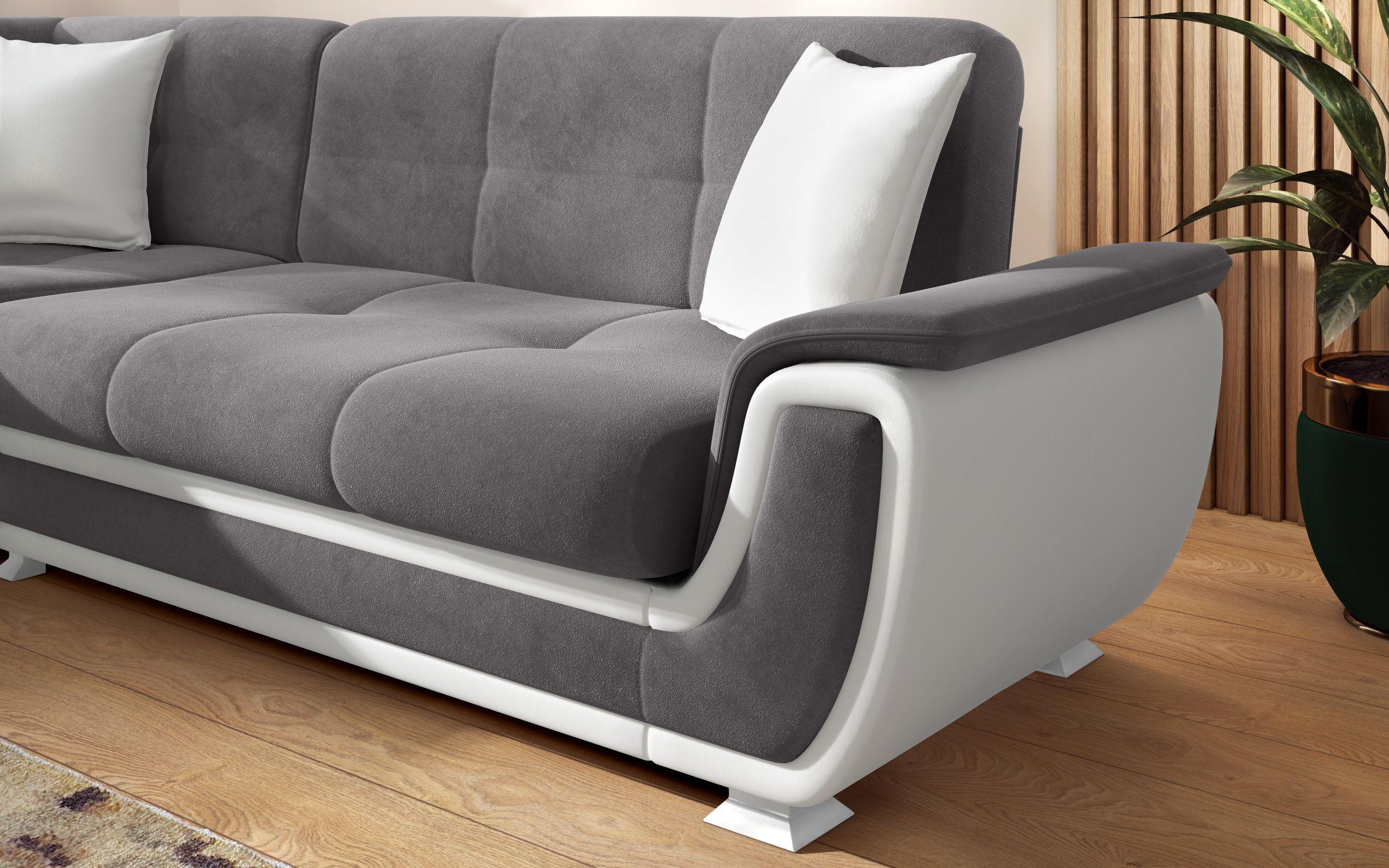 Kλικ - κλακ καναπές Princess II S + μηχανισμός, γκρι + λευκό δέρμα  3
