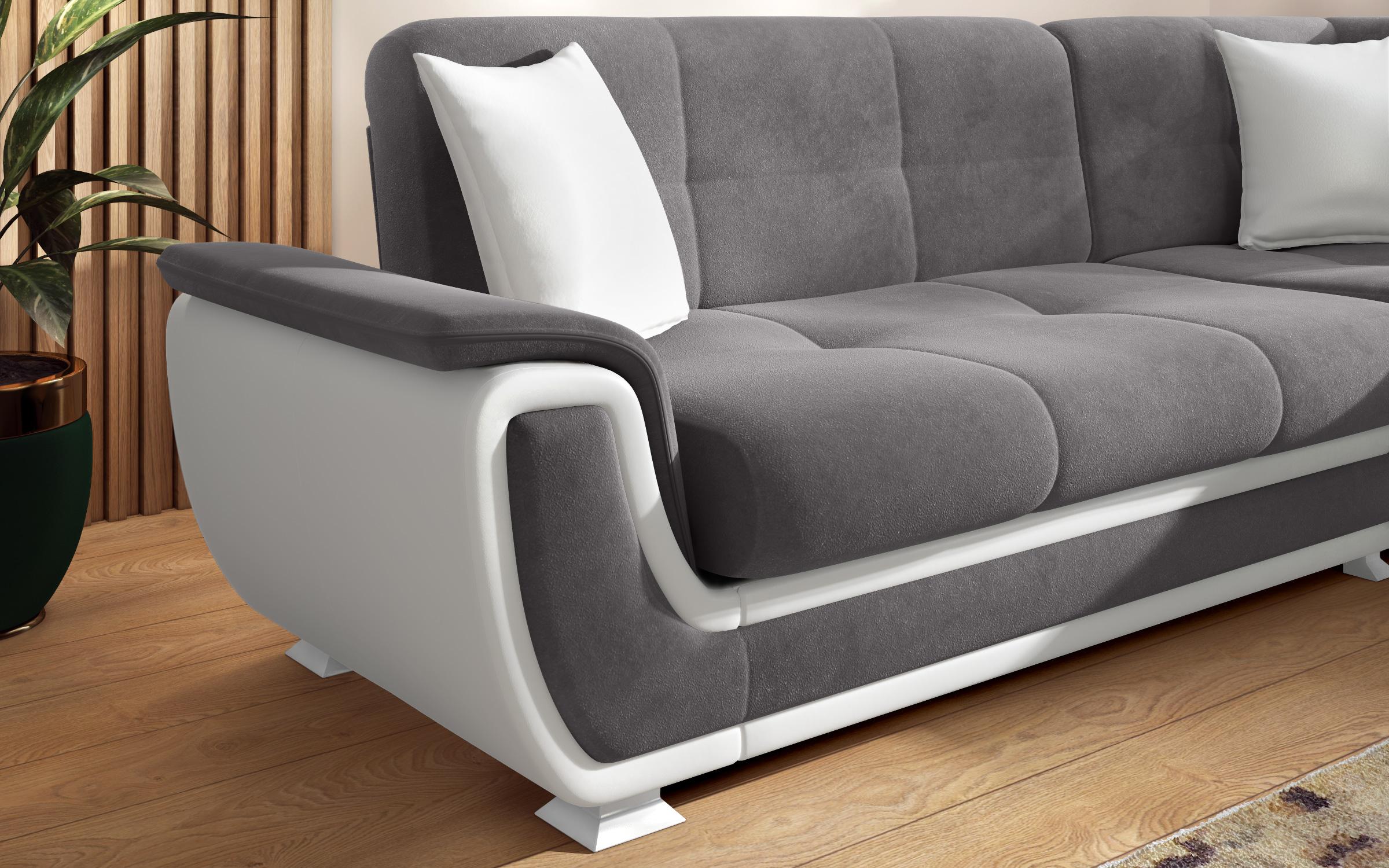 Kλικ - κλακ καναπές Princess II S + μηχανισμός, γκρι + λευκό δέρμα  3