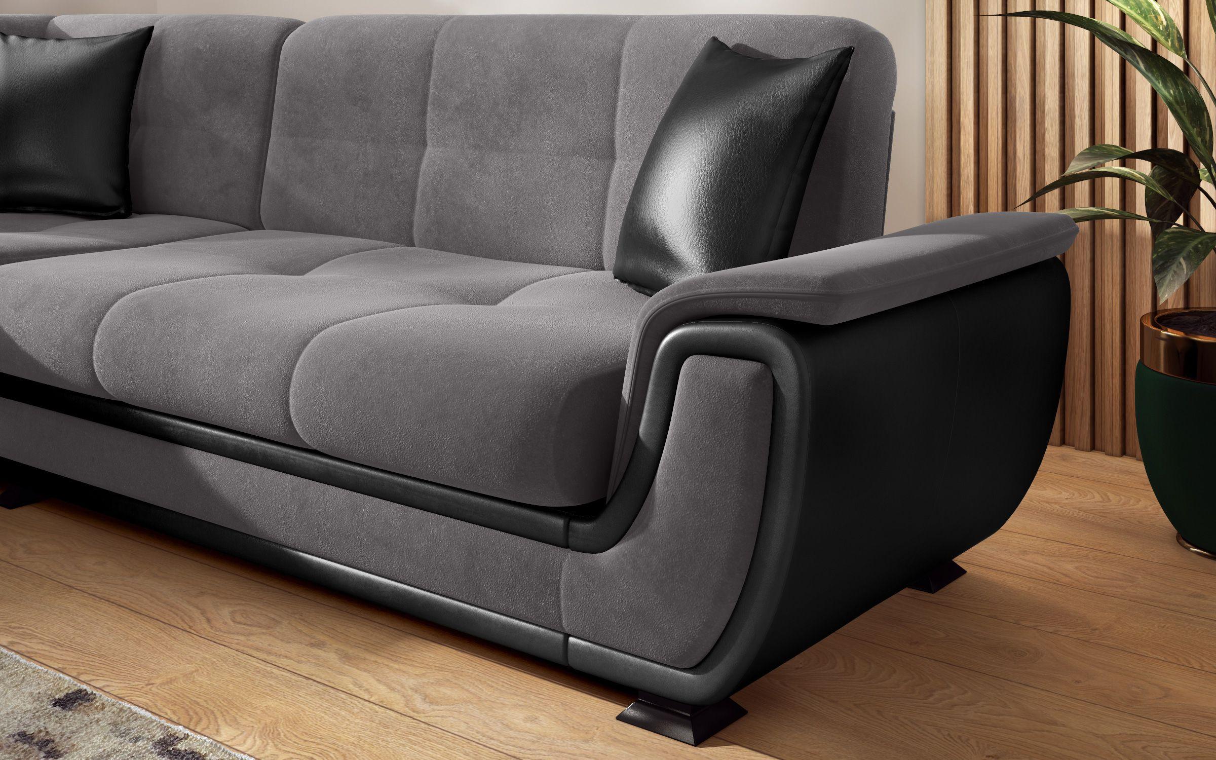 Kλικ - κλακ καναπές Princess II S + μηχανισμός |  γκρι + μαύρο δέρμα, γκρι + μαύρο δέρμα  3