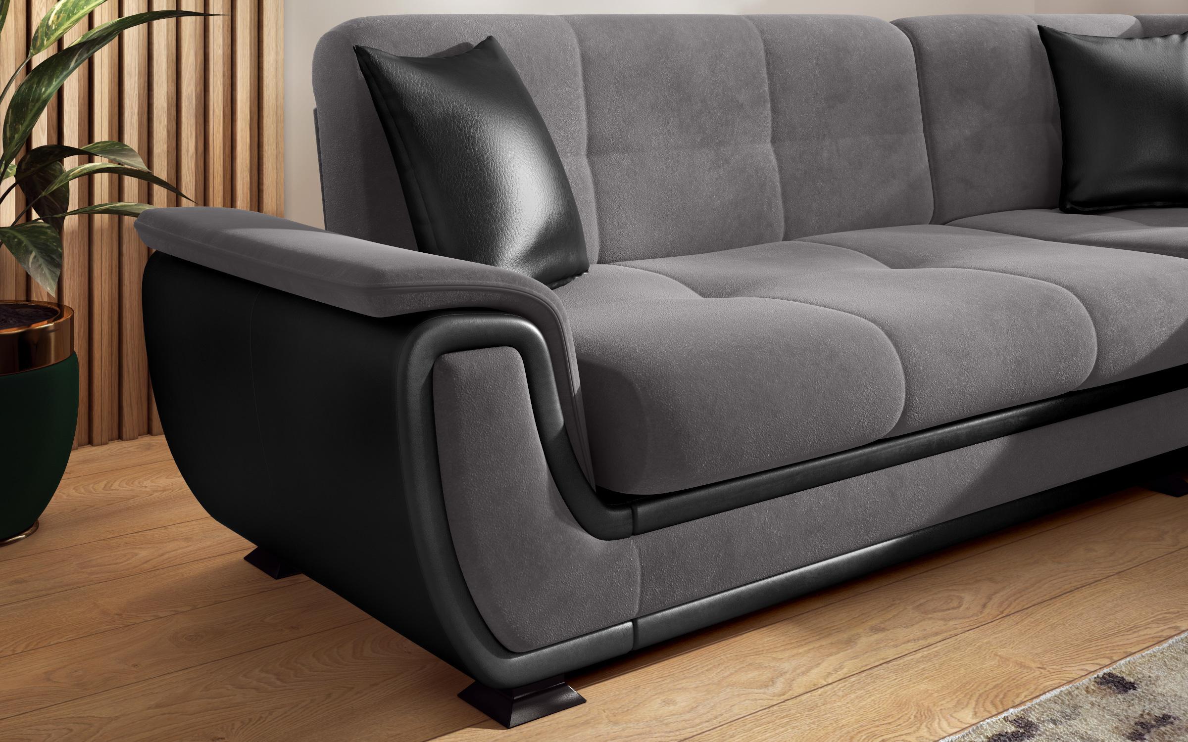 Kλικ - κλακ καναπές Princess II S + μηχανισμός, γκρι + μαύρο δέρμα  3