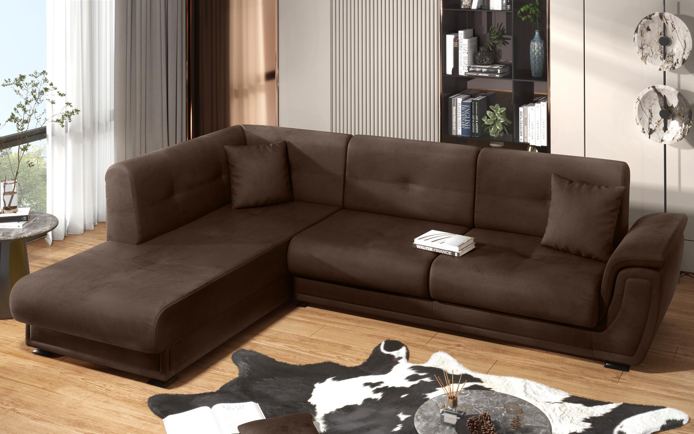 Γωνιακός καναπές Princes ΙΙ, σκούρο καφέ  4
