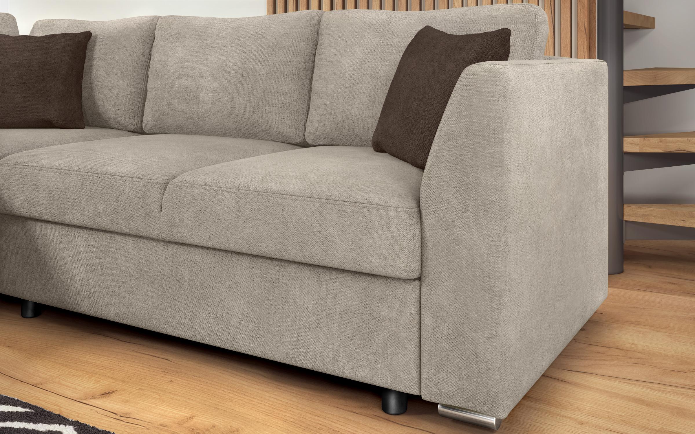 Γωνιακός καναπές – κρεβάτι Toskana S, ανοιχτό καφέ + καφέ  9