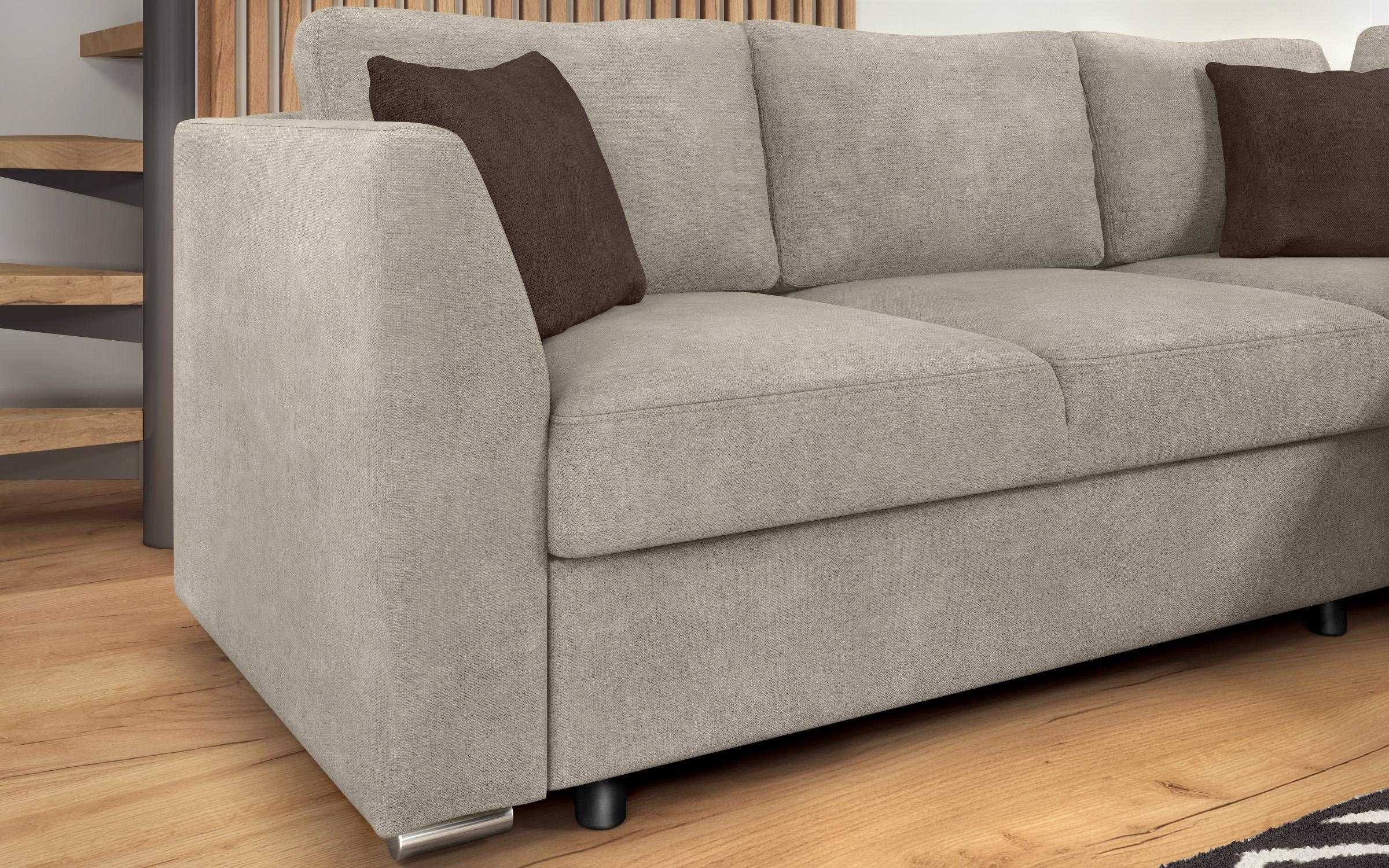 Γωνιακός καναπές – κρεβάτι Toskana S, ανοιχτό καφέ + καφέ  8