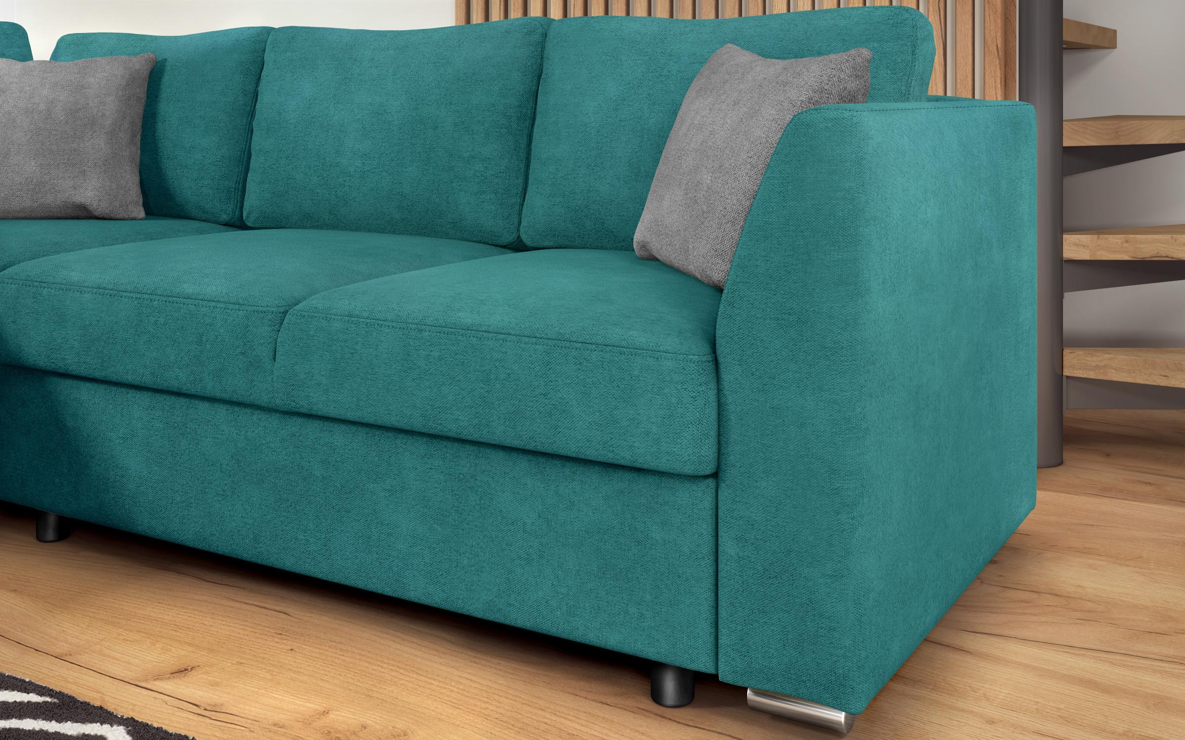Γωνιακός καναπές – κρεβάτι Toskana S, τυρκουάζ + ανοιχτό γκρι  8