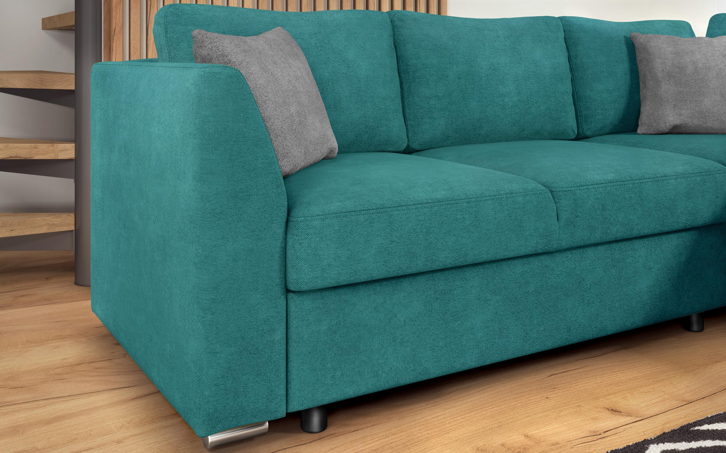 Γωνιακός καναπές – κρεβάτι Toskana S, τυρκουάζ + ανοιχτό γκρι  8