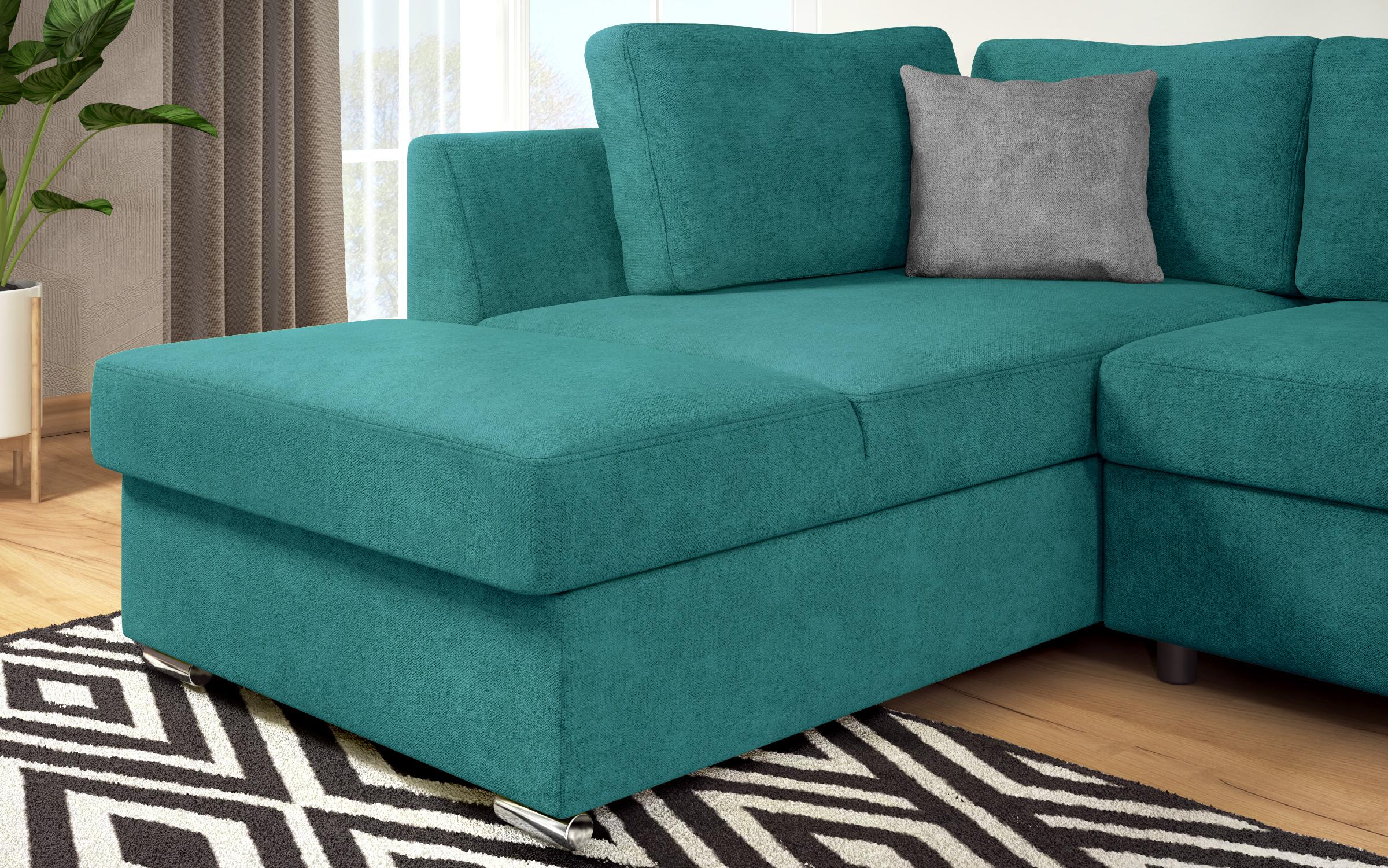 Γωνιακός καναπές – κρεβάτι Toskana S, τυρκουάζ + ανοιχτό γκρι  9
