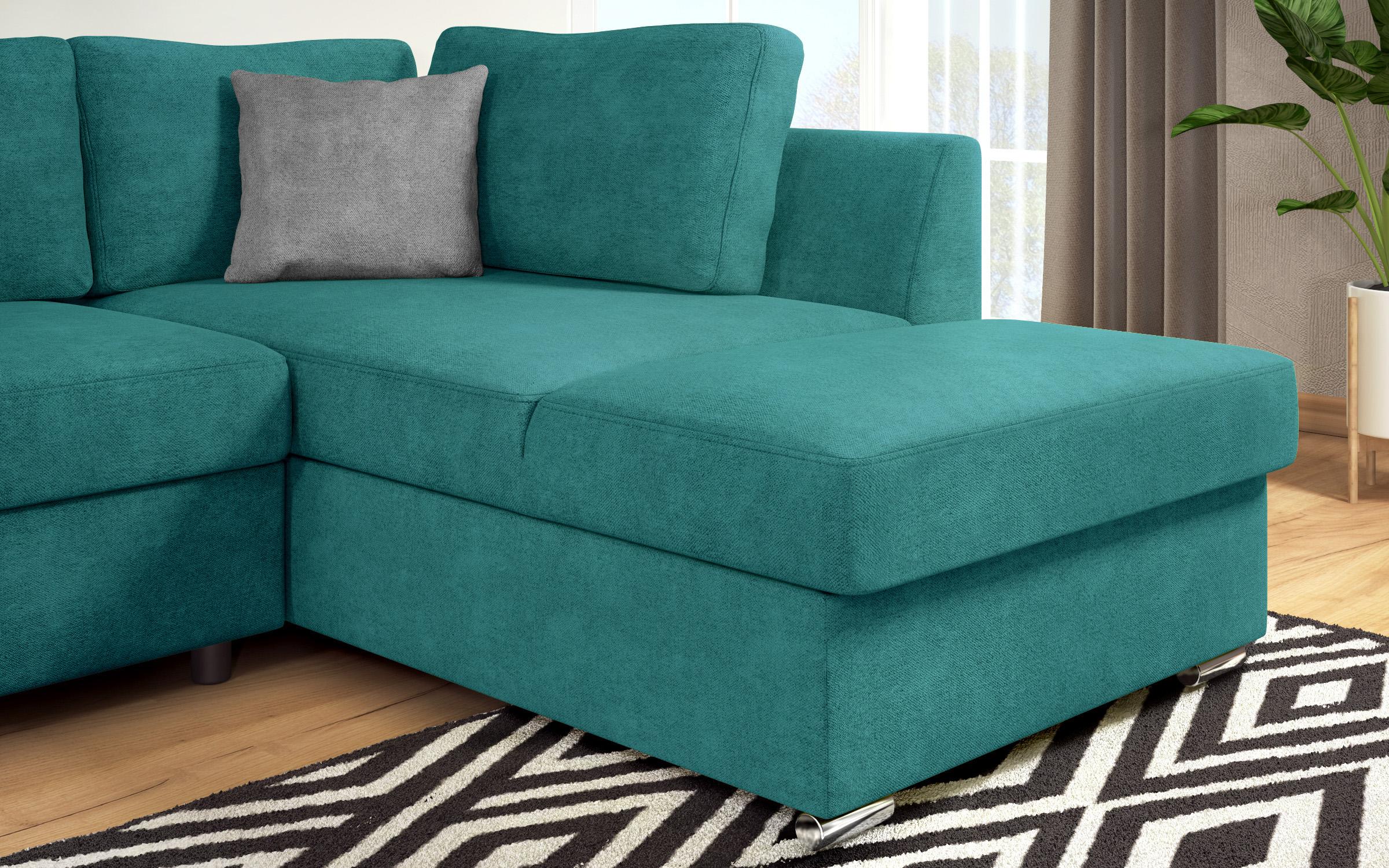 Γωνιακός καναπές – κρεβάτι Toskana S, τυρκουάζ + ανοιχτό γκρι  9