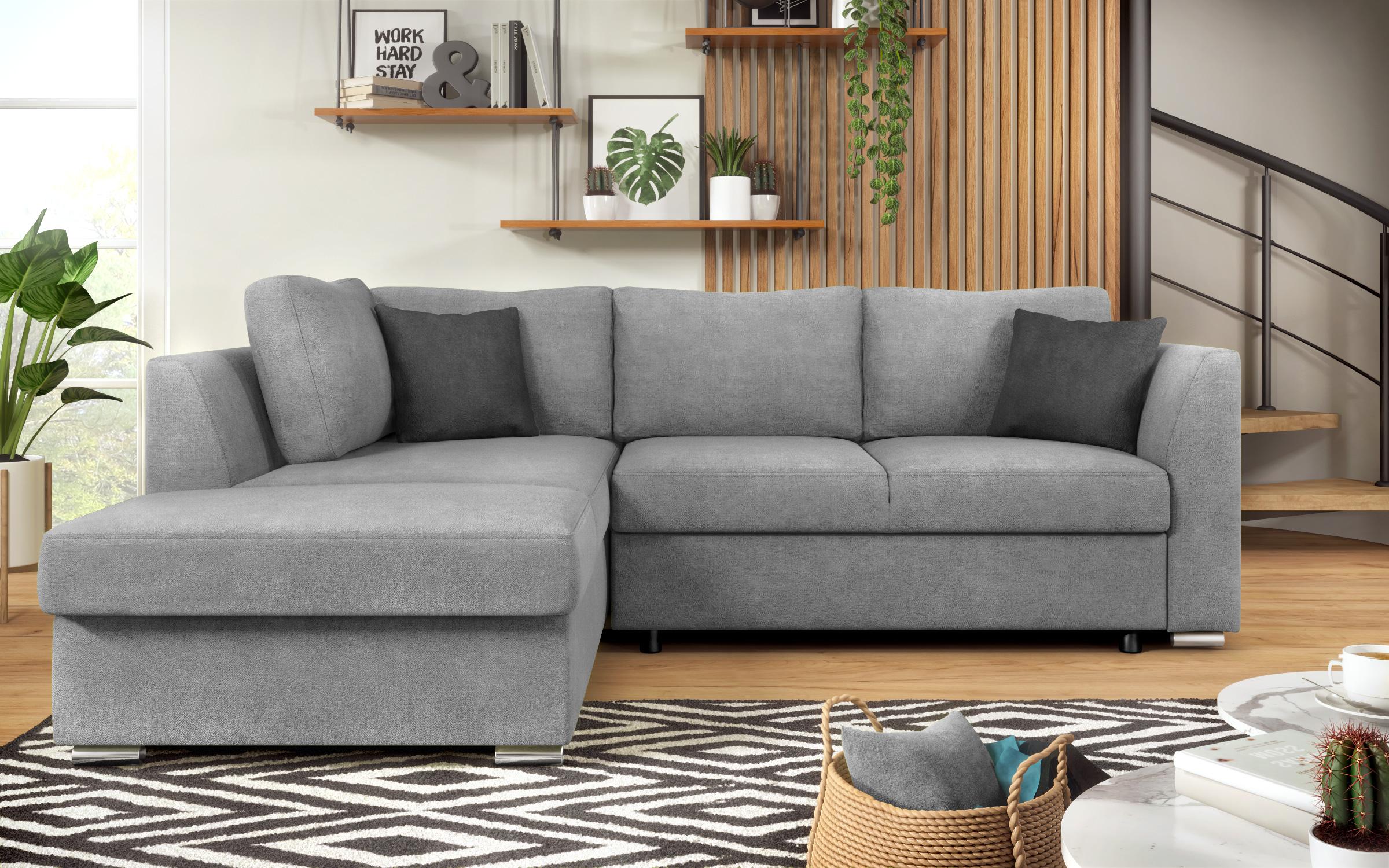 Γωνιακός καναπές – κρεβάτι Toskana S, ανοιχτό γκρι + σκούρο γκρι  1