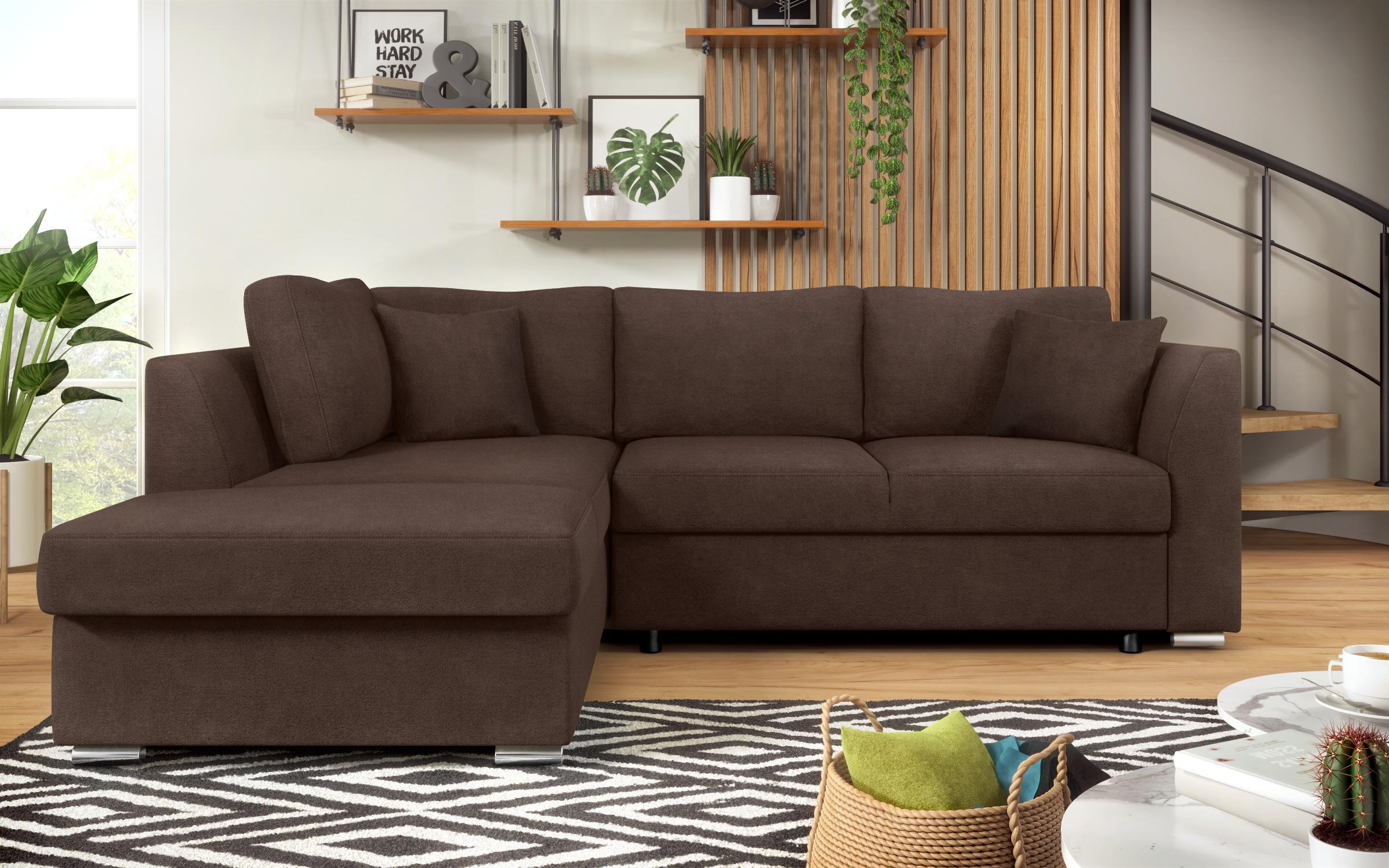 Γωνιακός καναπές – κρεβάτι Toskana S, καφέ  1
