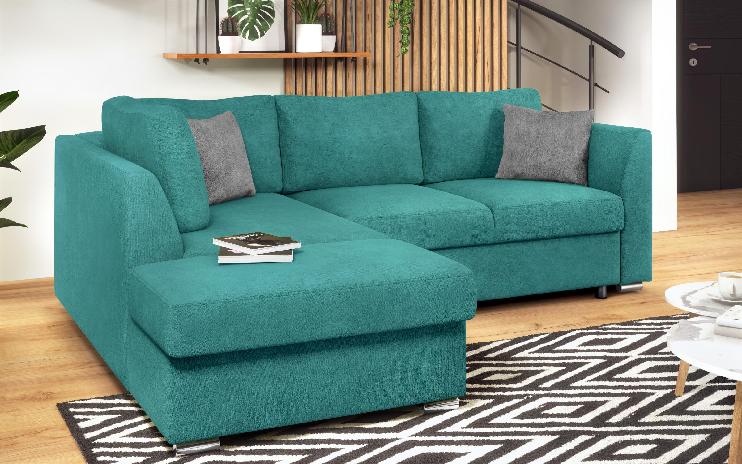 Γωνιακός καναπές – κρεβάτι Toskana S, τυρκουάζ + ανοιχτό γκρι  4