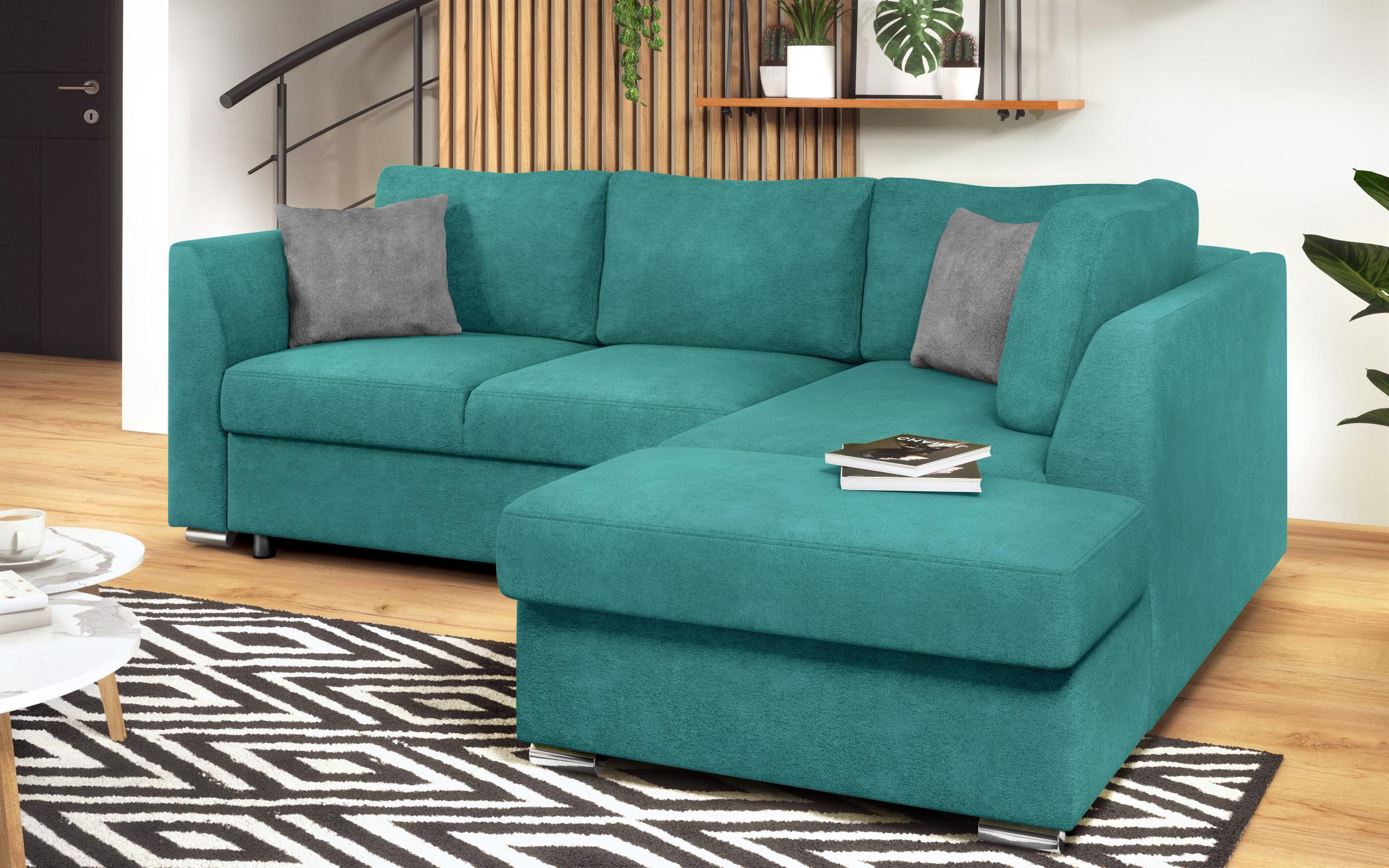 Γωνιακός καναπές – κρεβάτι Toskana S, τυρκουάζ + ανοιχτό γκρι  4