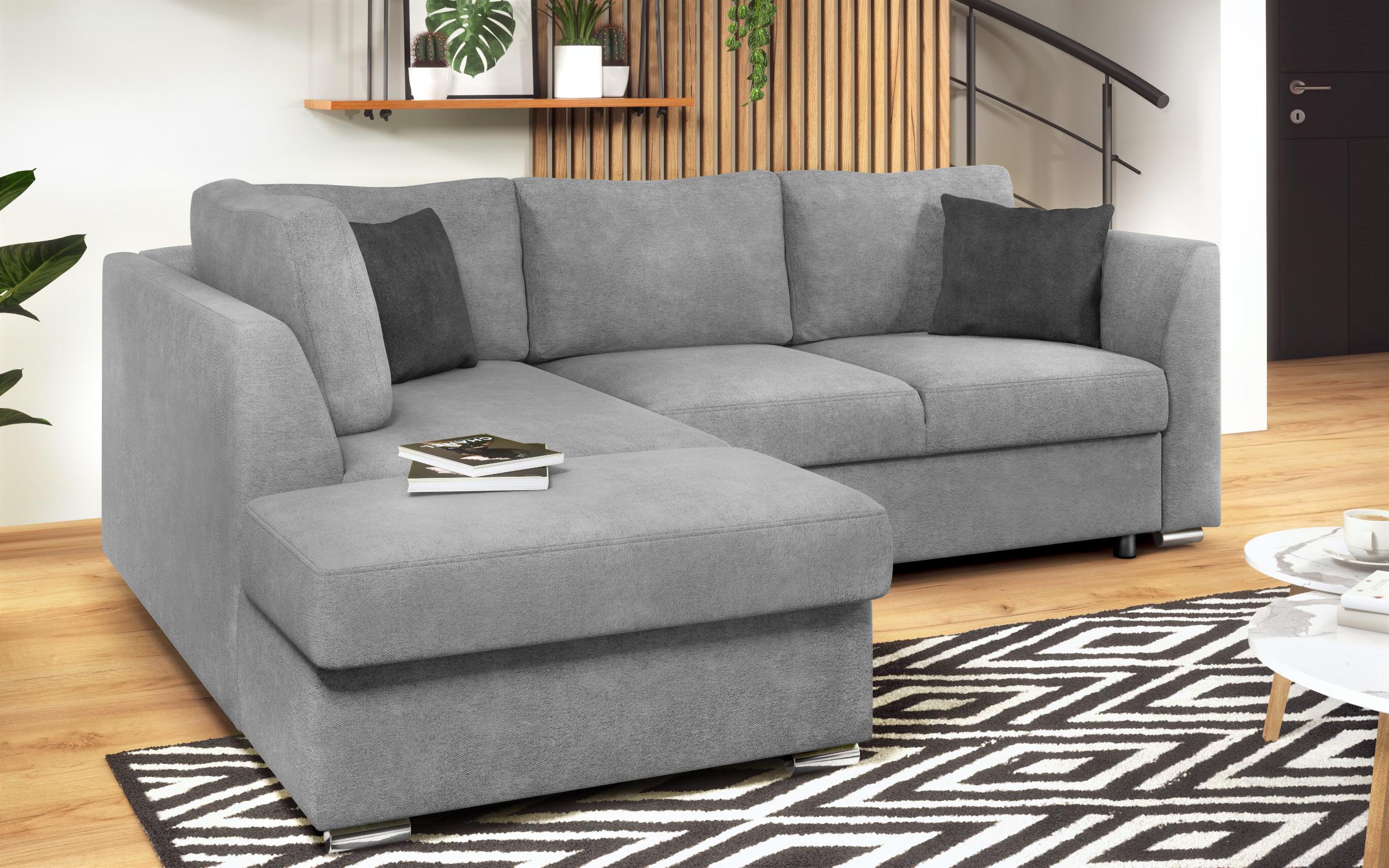 Γωνιακός καναπές – κρεβάτι Toskana S, ανοιχτό γκρι + σκούρο γκρι  4