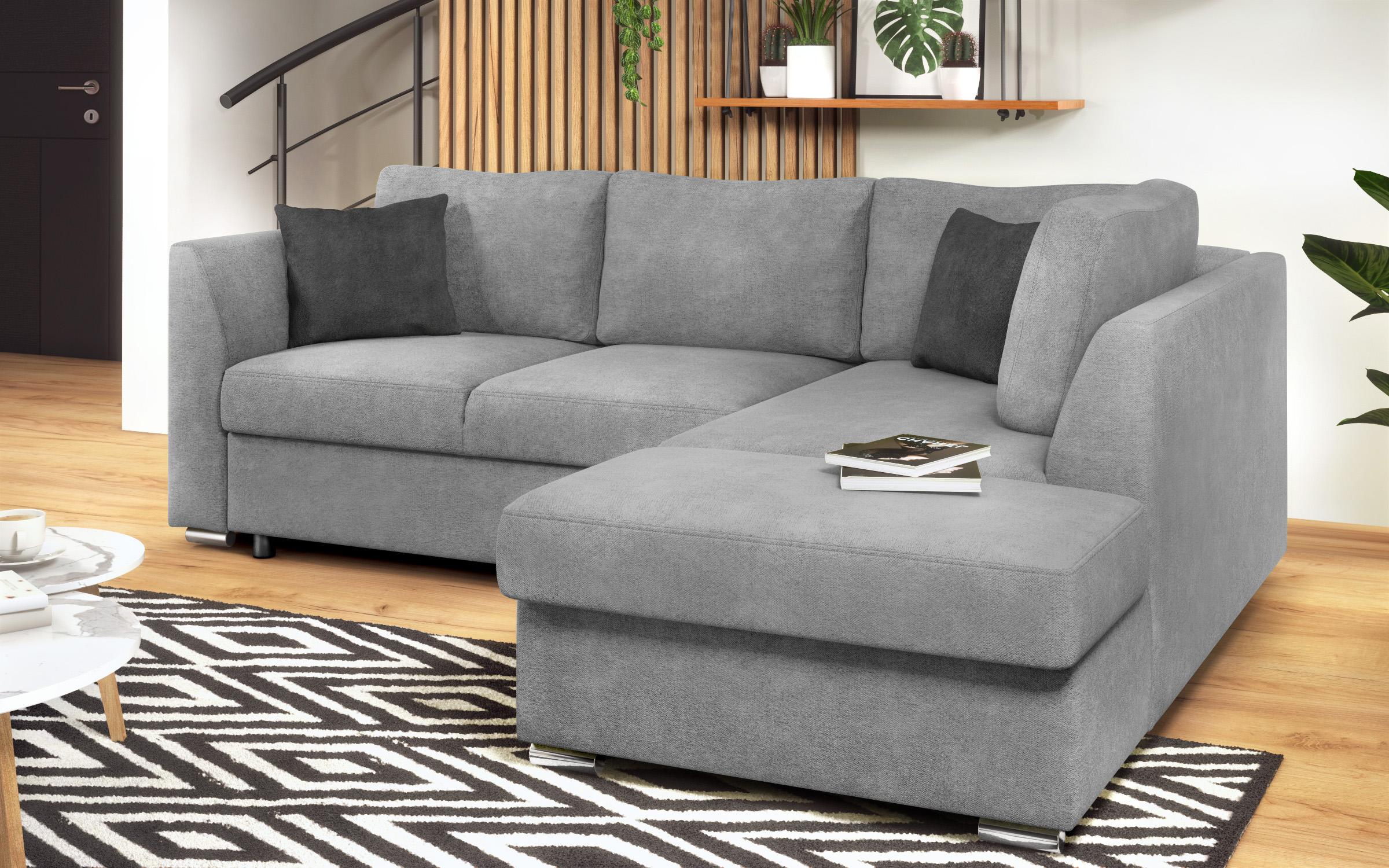 Γωνιακός καναπές – κρεβάτι Toskana S, ανοιχτό γκρι + σκούρο γκρι  4