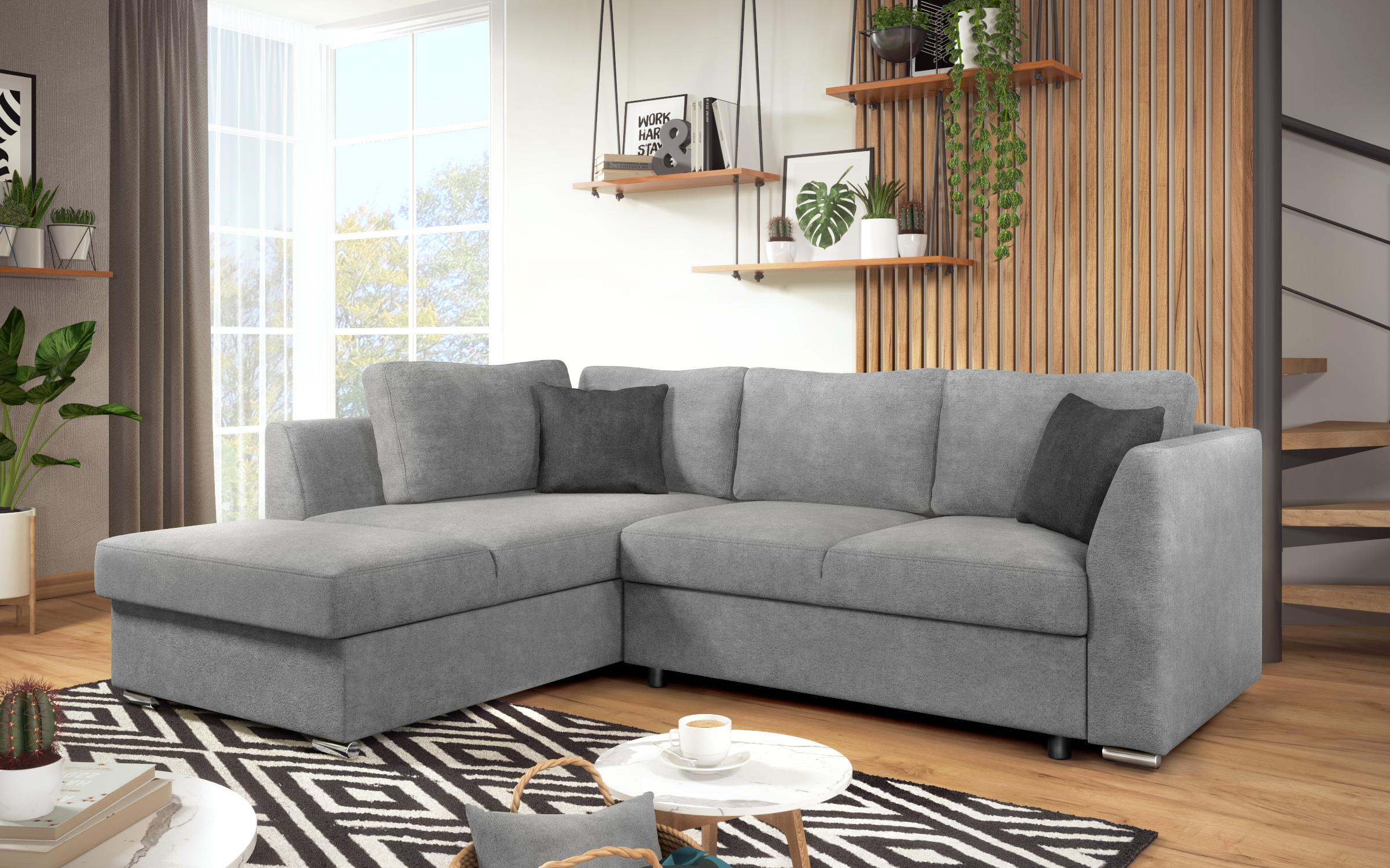 Γωνιακός καναπές – κρεβάτι Toskana S, ανοιχτό γκρι + σκούρο γκρι  3