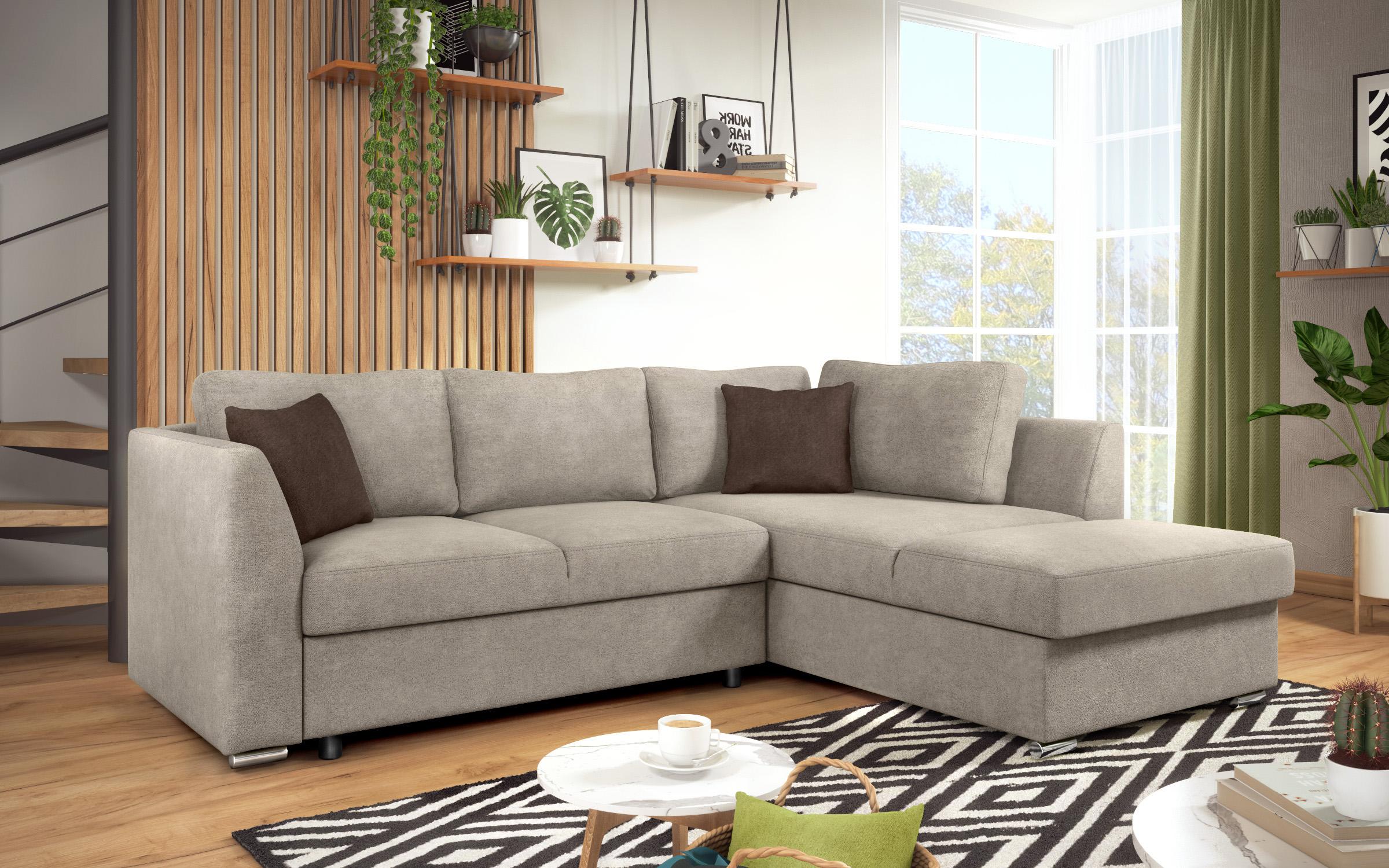 Γωνιακός καναπές – κρεβάτι Toskana S, ανοιχτό καφέ + καφέ  3