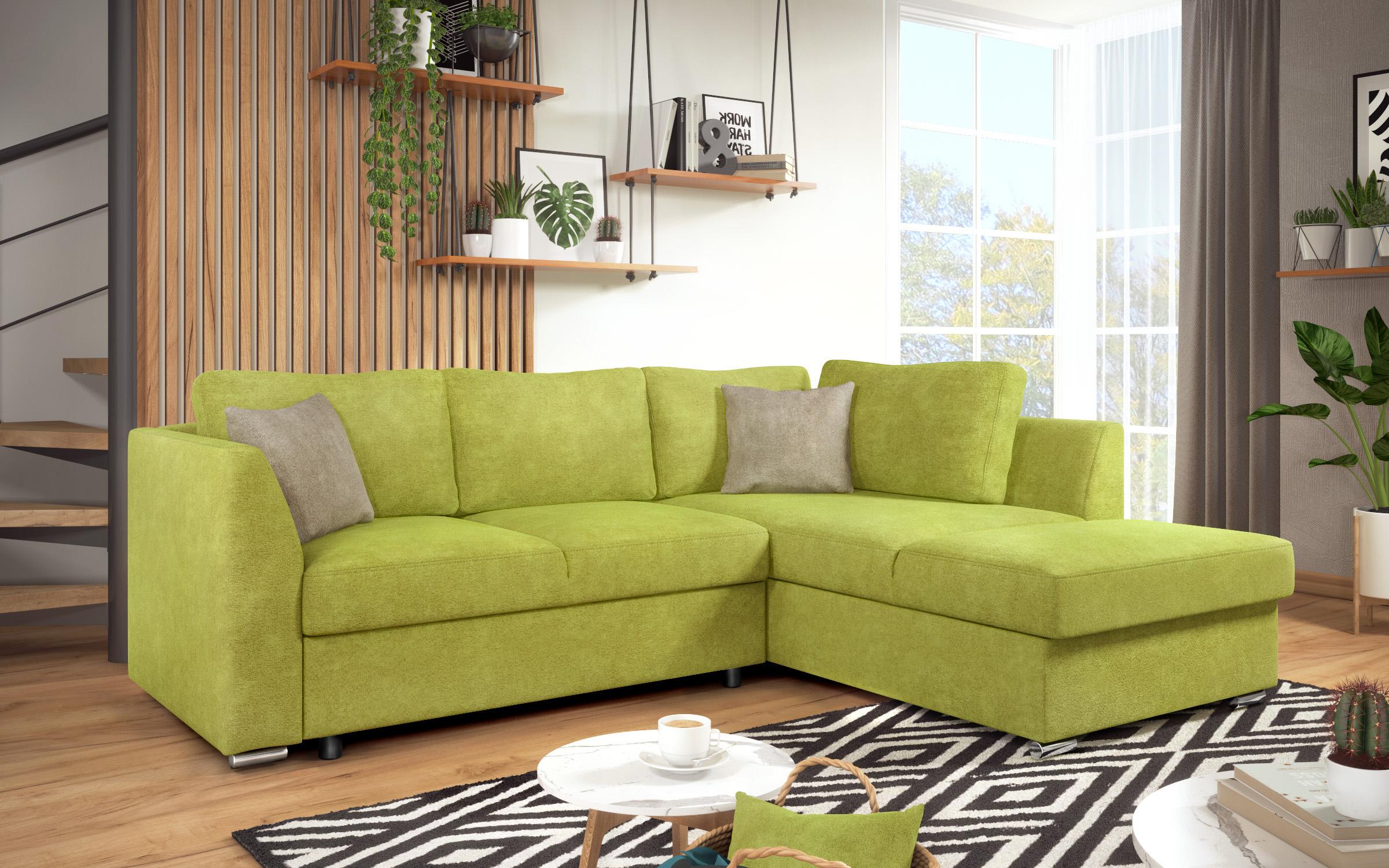 Γωνιακός καναπές – κρεβάτι Toskana S, πράσινο + ανοιχτό καφέ  3
