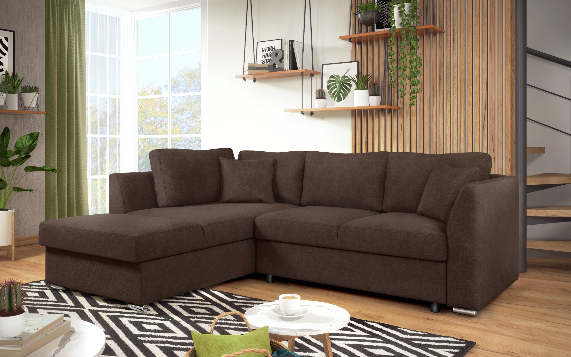 Γωνιακός καναπές – κρεβάτι Toskana S, καφέ  3