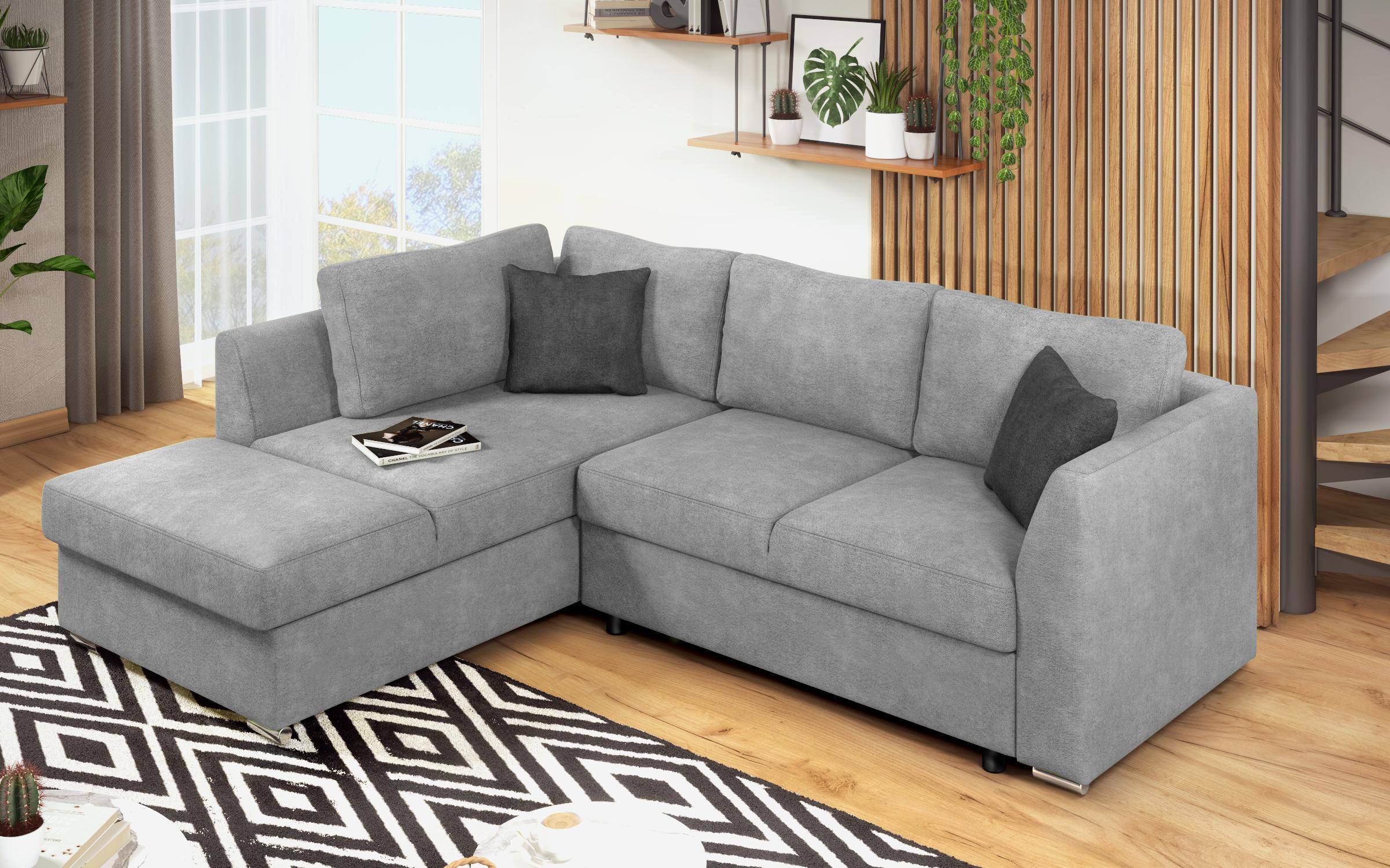 Γωνιακός καναπές – κρεβάτι Toskana S, ανοιχτό γκρι + σκούρο γκρι  5