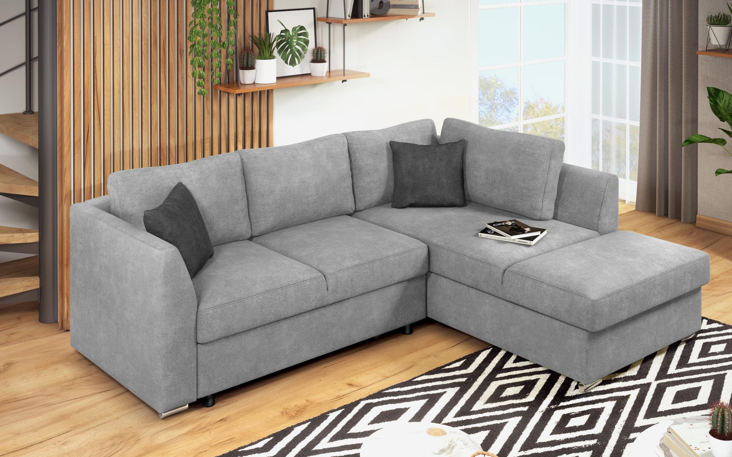 Γωνιακός καναπές – κρεβάτι Toskana S, ανοιχτό γκρι + σκούρο γκρι  5