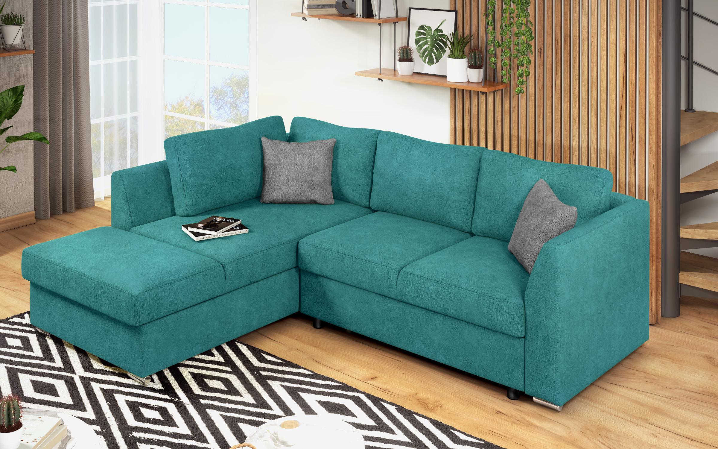 Γωνιακός καναπές – κρεβάτι Toskana S, τυρκουάζ + ανοιχτό γκρι  5