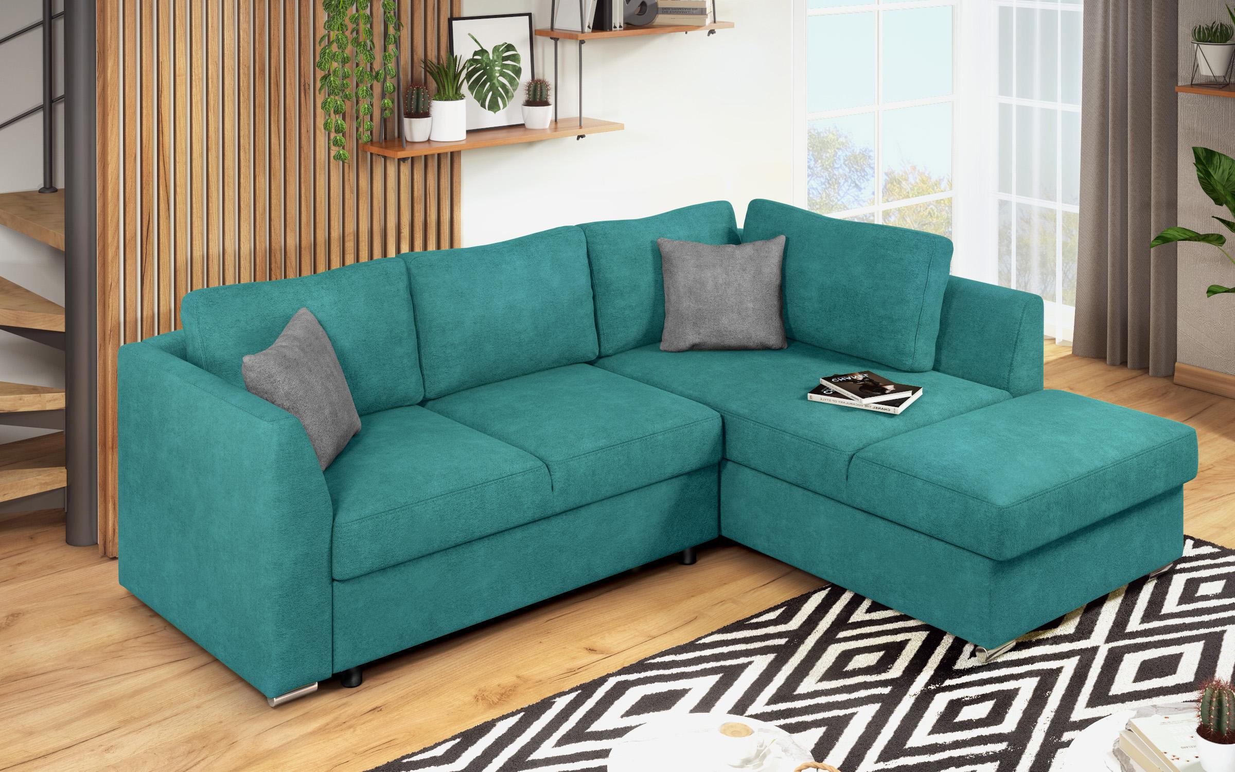 Γωνιακός καναπές – κρεβάτι Toskana S, τυρκουάζ + ανοιχτό γκρι  5