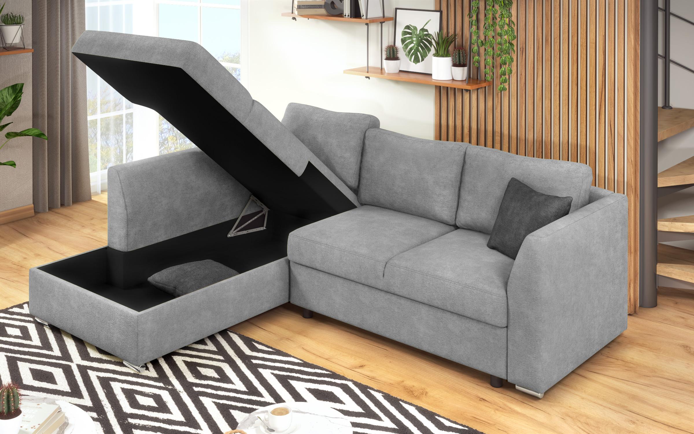 Γωνιακός καναπές – κρεβάτι Toskana S, ανοιχτό γκρι + σκούρο γκρι  6