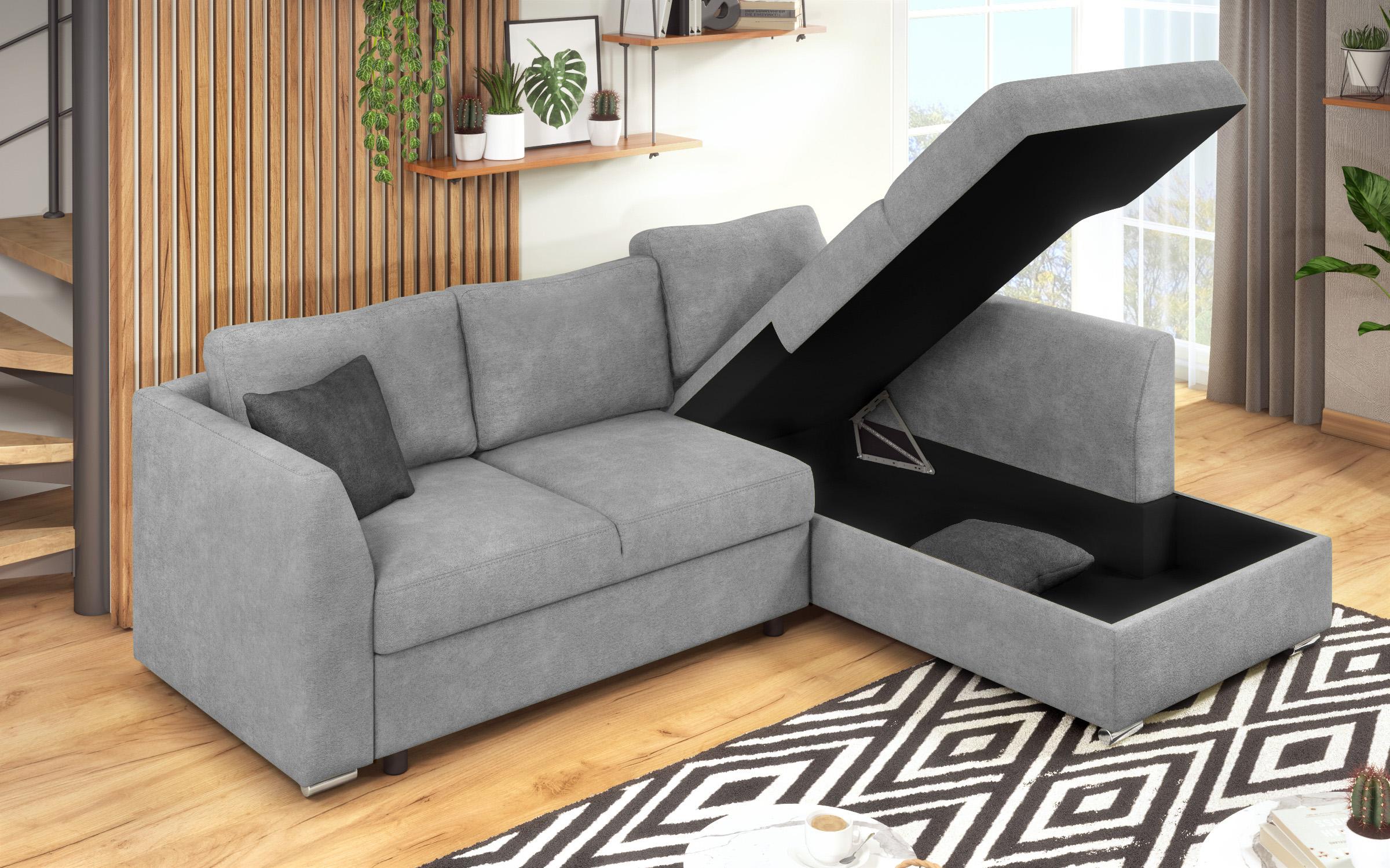 Γωνιακός καναπές – κρεβάτι Toskana S, ανοιχτό γκρι + σκούρο γκρι  6