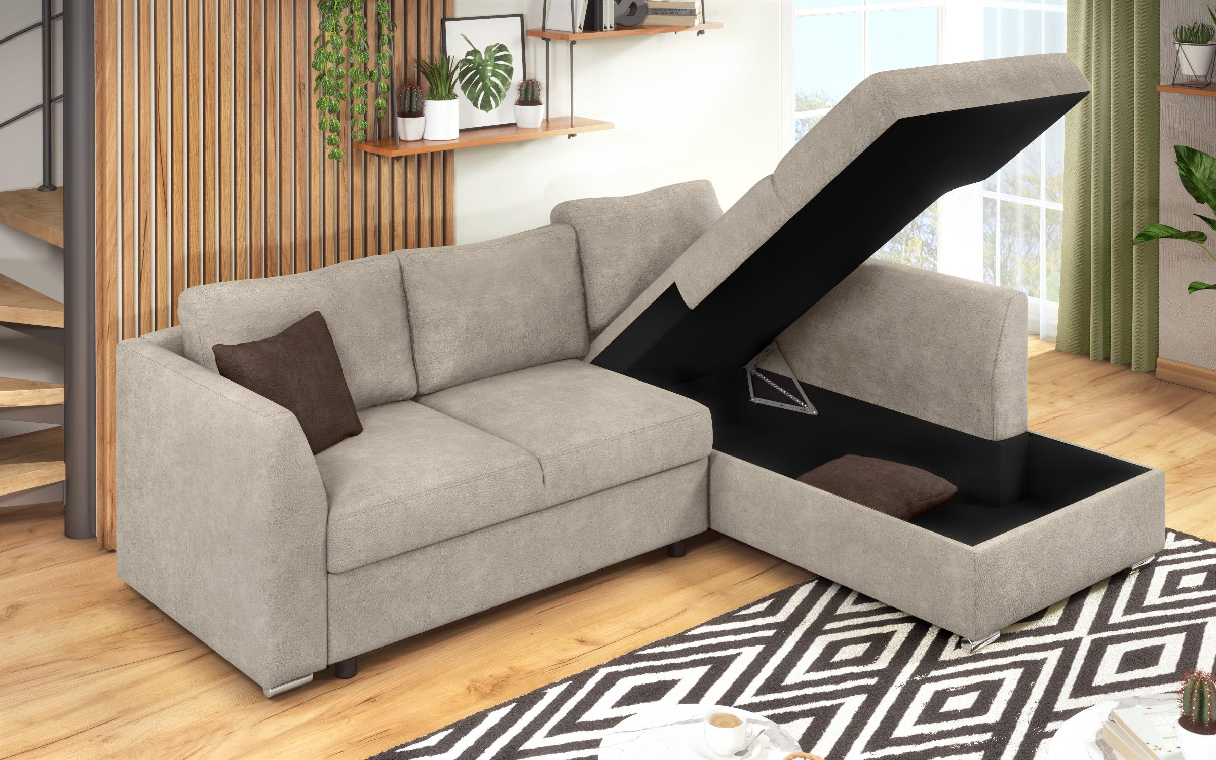 Γωνιακός καναπές – κρεβάτι Toskana S, ανοιχτό καφέ + καφέ  6