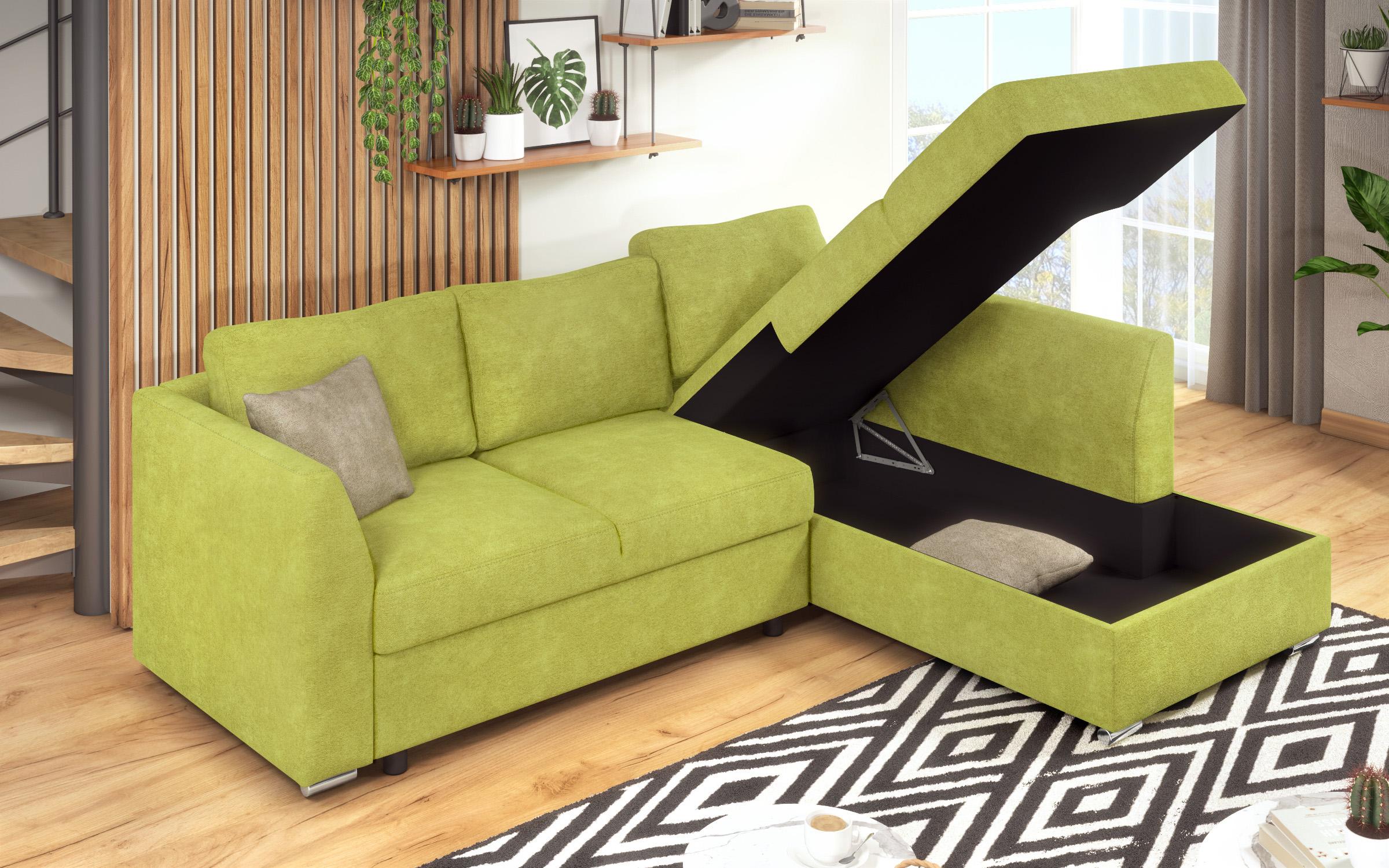 Γωνιακός καναπές – κρεβάτι Toskana S, πράσινο + ανοιχτό καφέ  6