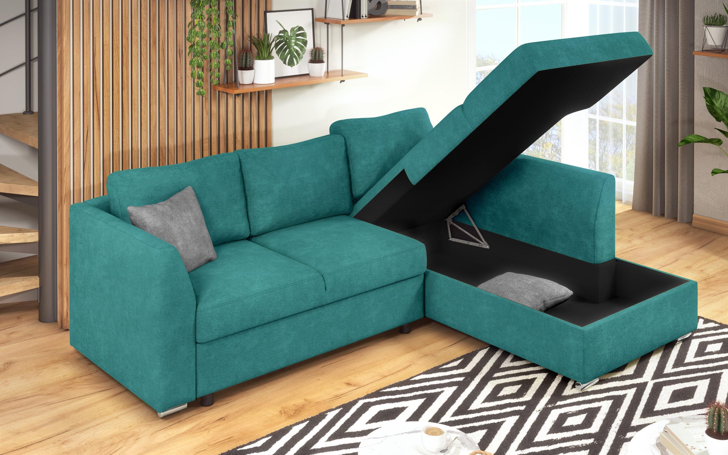 Γωνιακός καναπές – κρεβάτι Toskana S, τυρκουάζ + ανοιχτό γκρι  6
