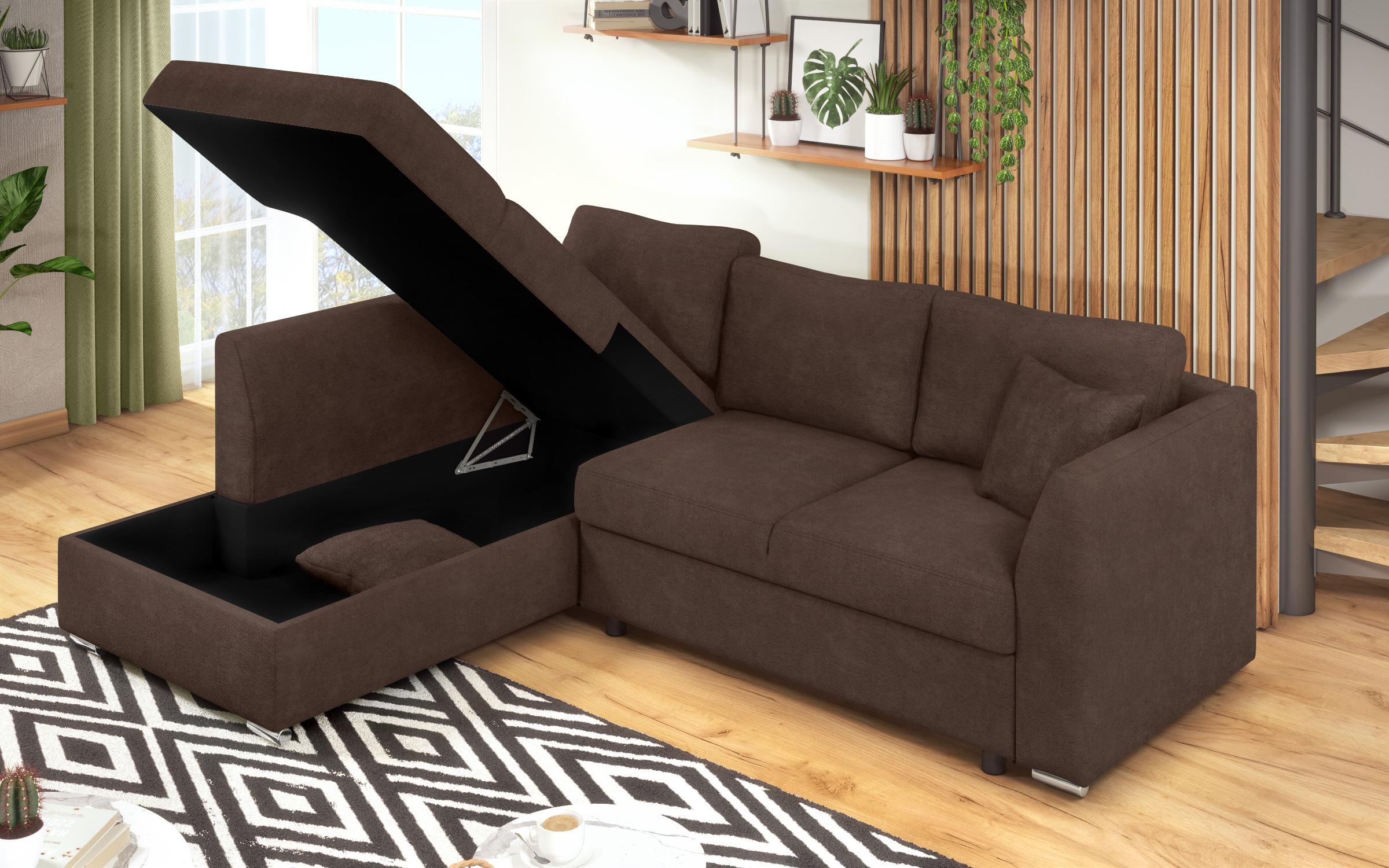 Γωνιακός καναπές – κρεβάτι Toskana S, καφέ  6